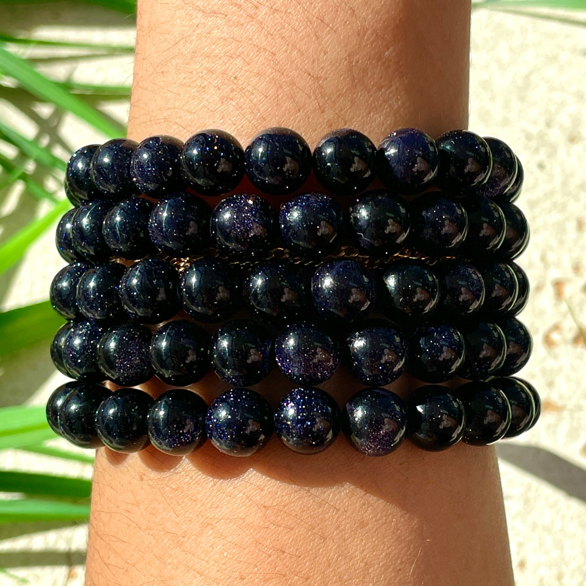 Goldstone Blue Beads Bracelet - 8mm