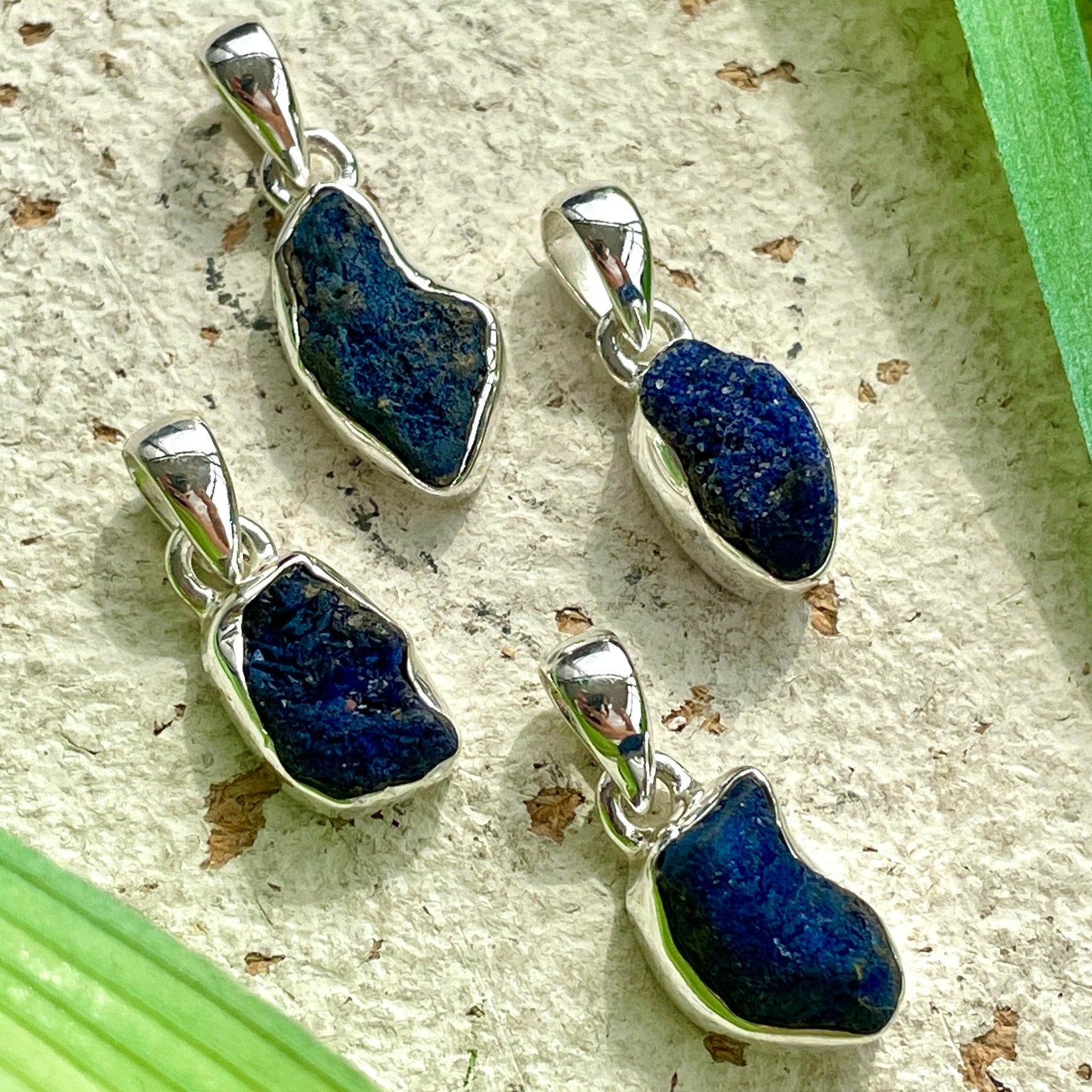 Azurite Sterling Silver Rough Pendant