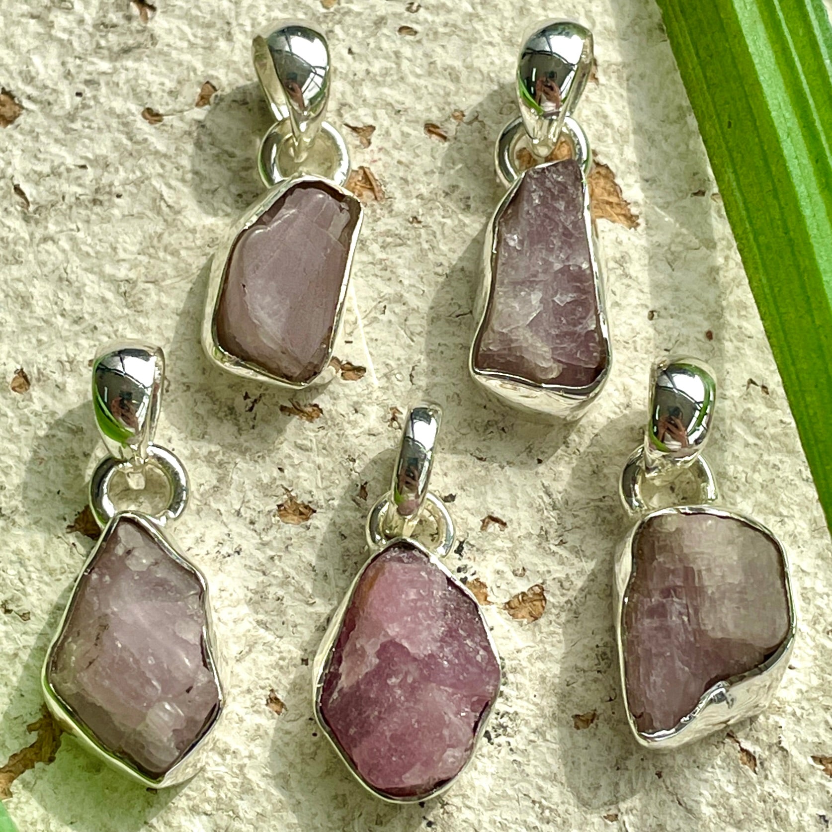 Kunzite Sterling Silver Rough Pendant