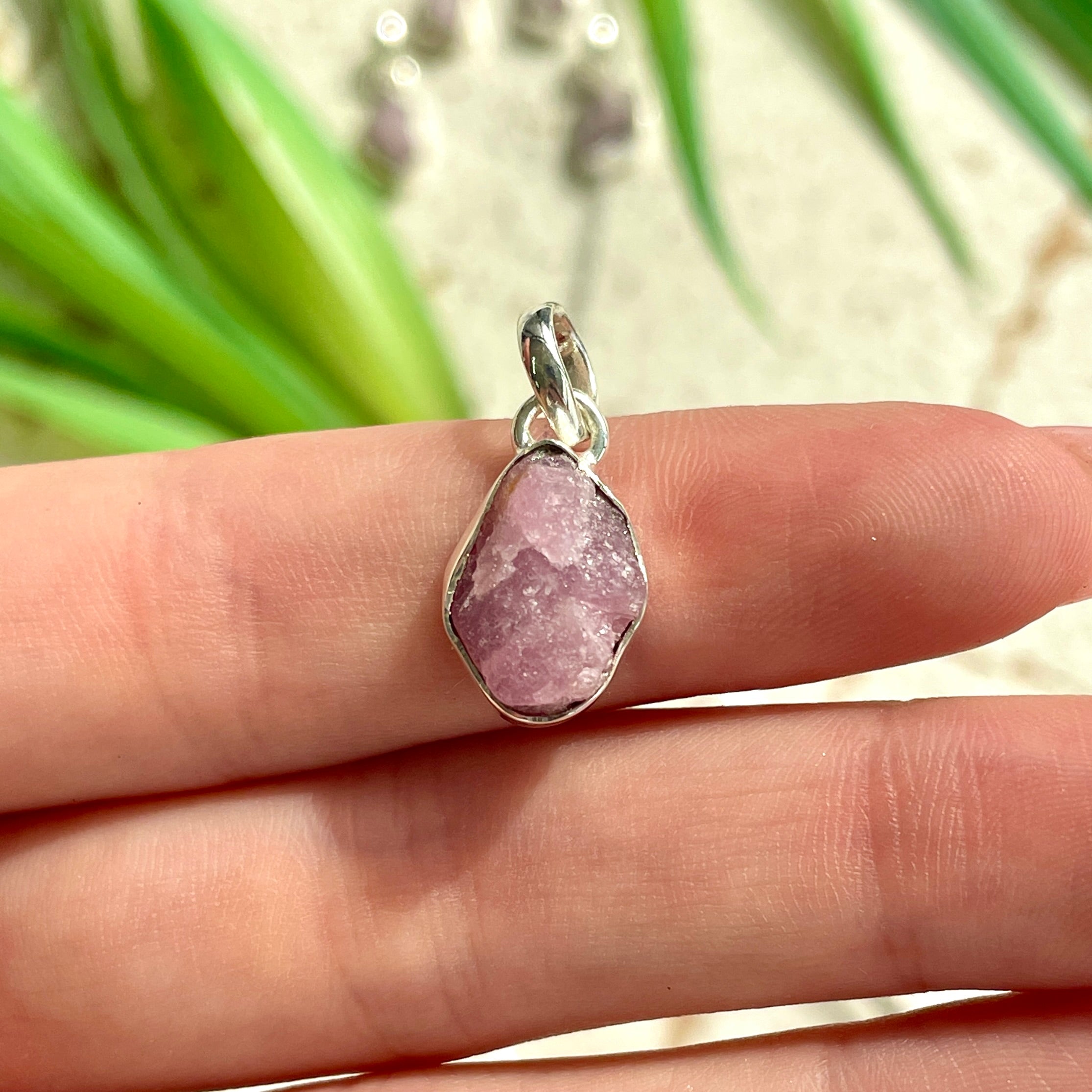 Kunzite Sterling Silver Rough Pendant