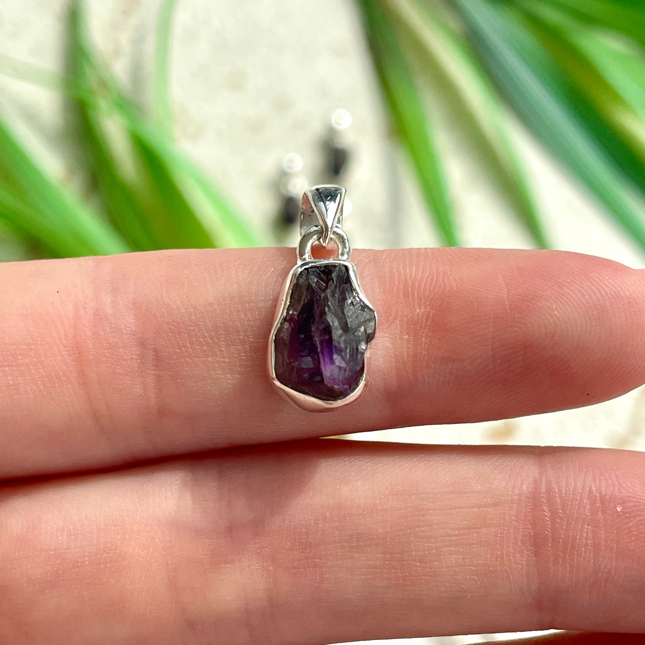 Amethyst Sterling Silver Rough Pendant