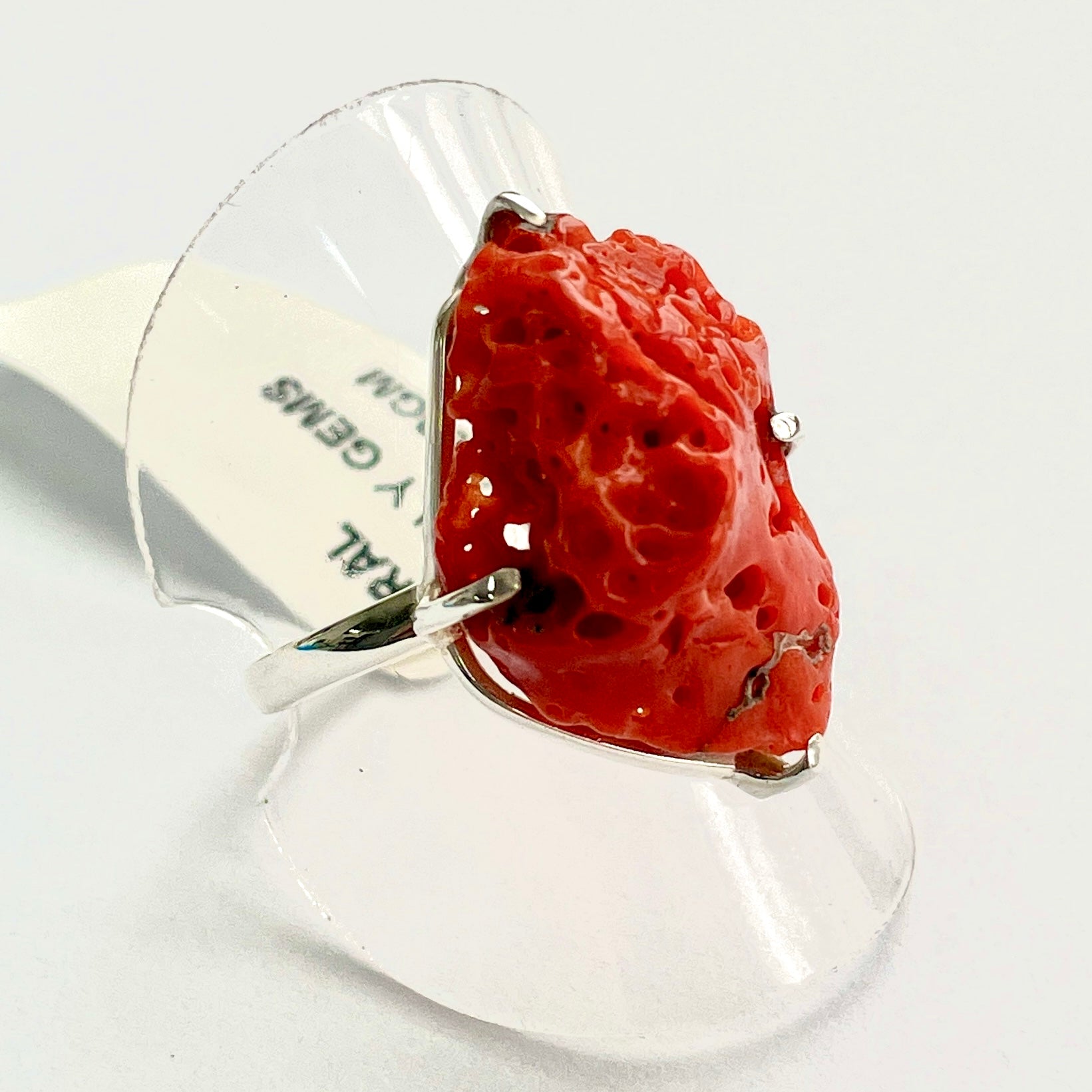 Coral Sterling Silver Ring - RC6