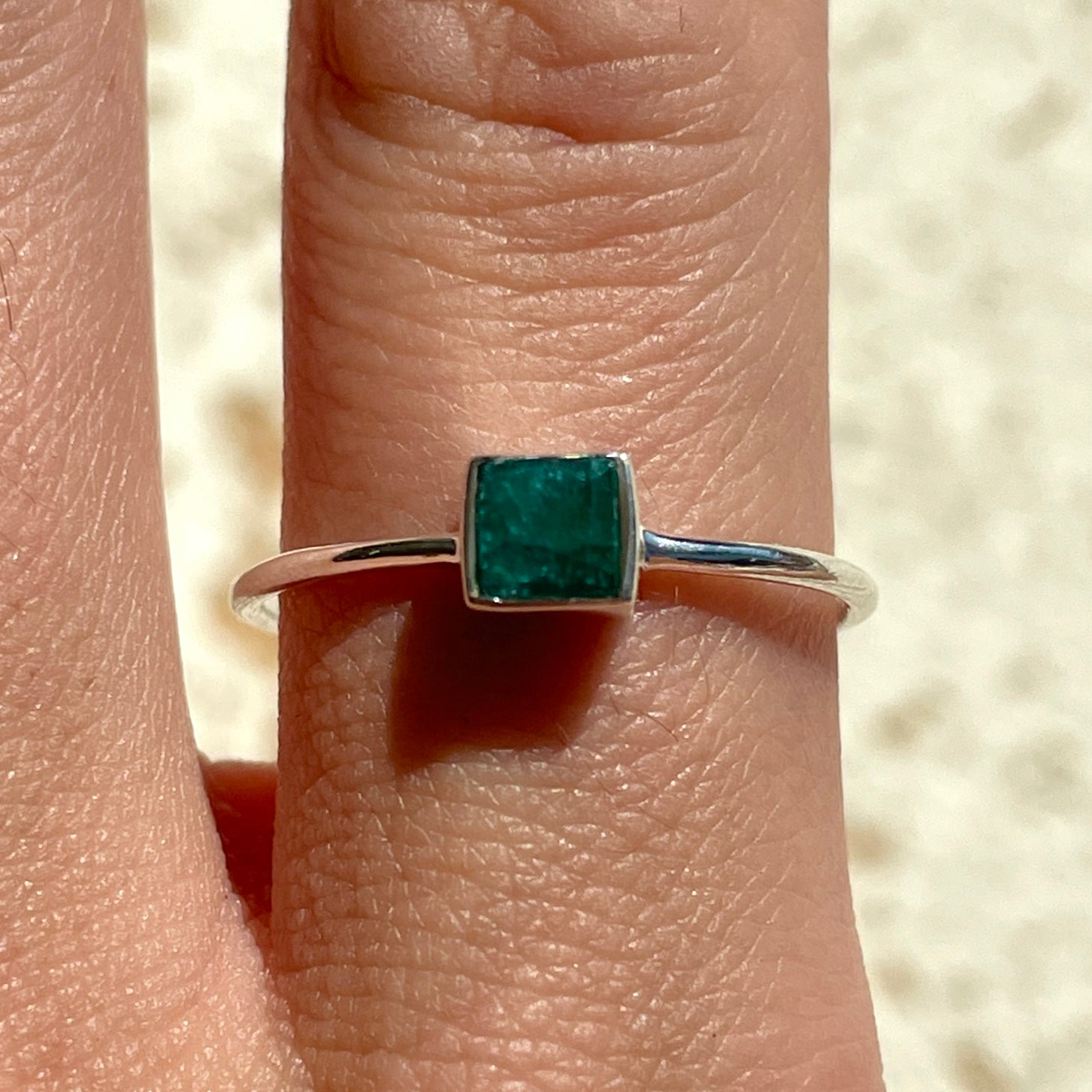 Emerald Mini Square Ring