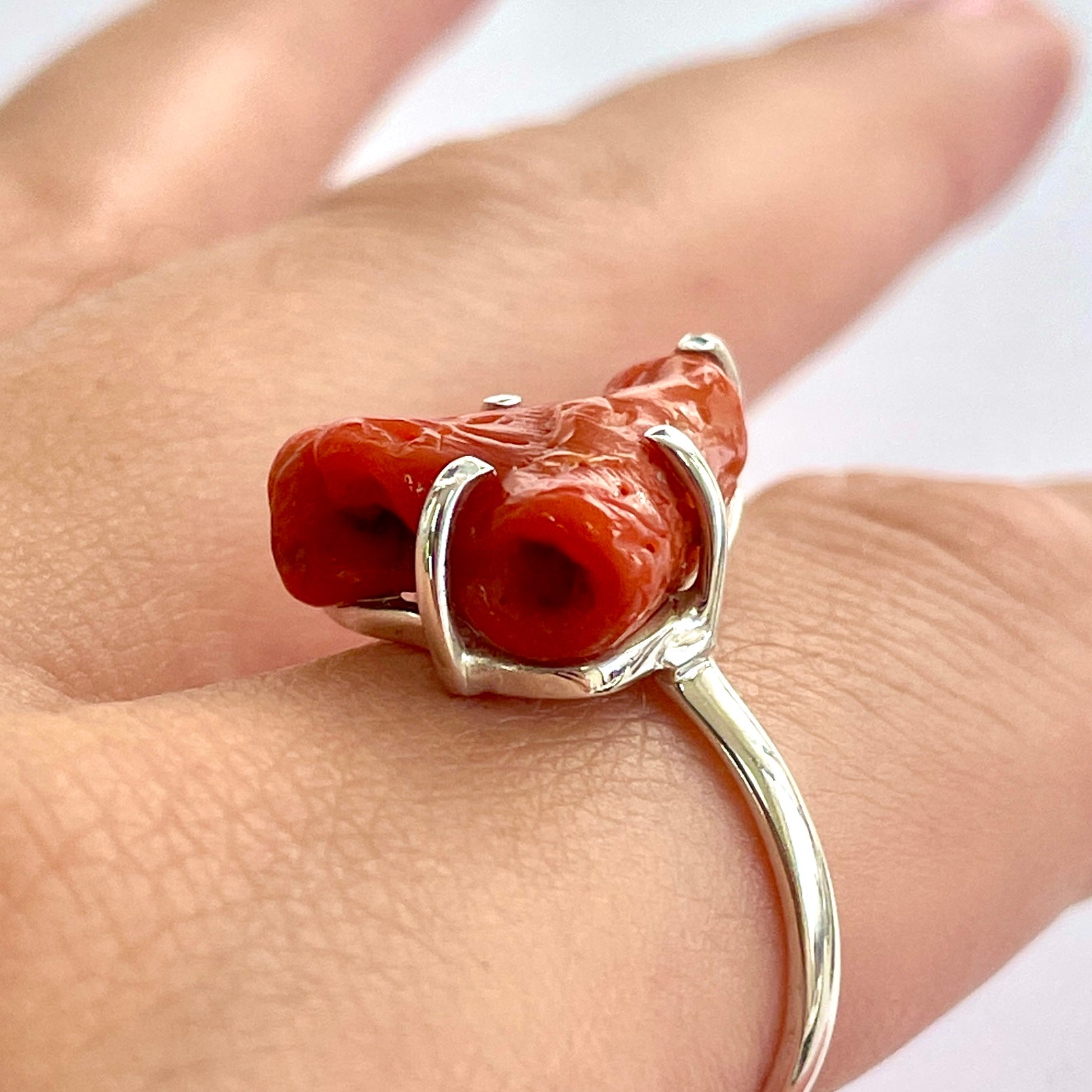 Coral Sterling Silver Ring - RC12