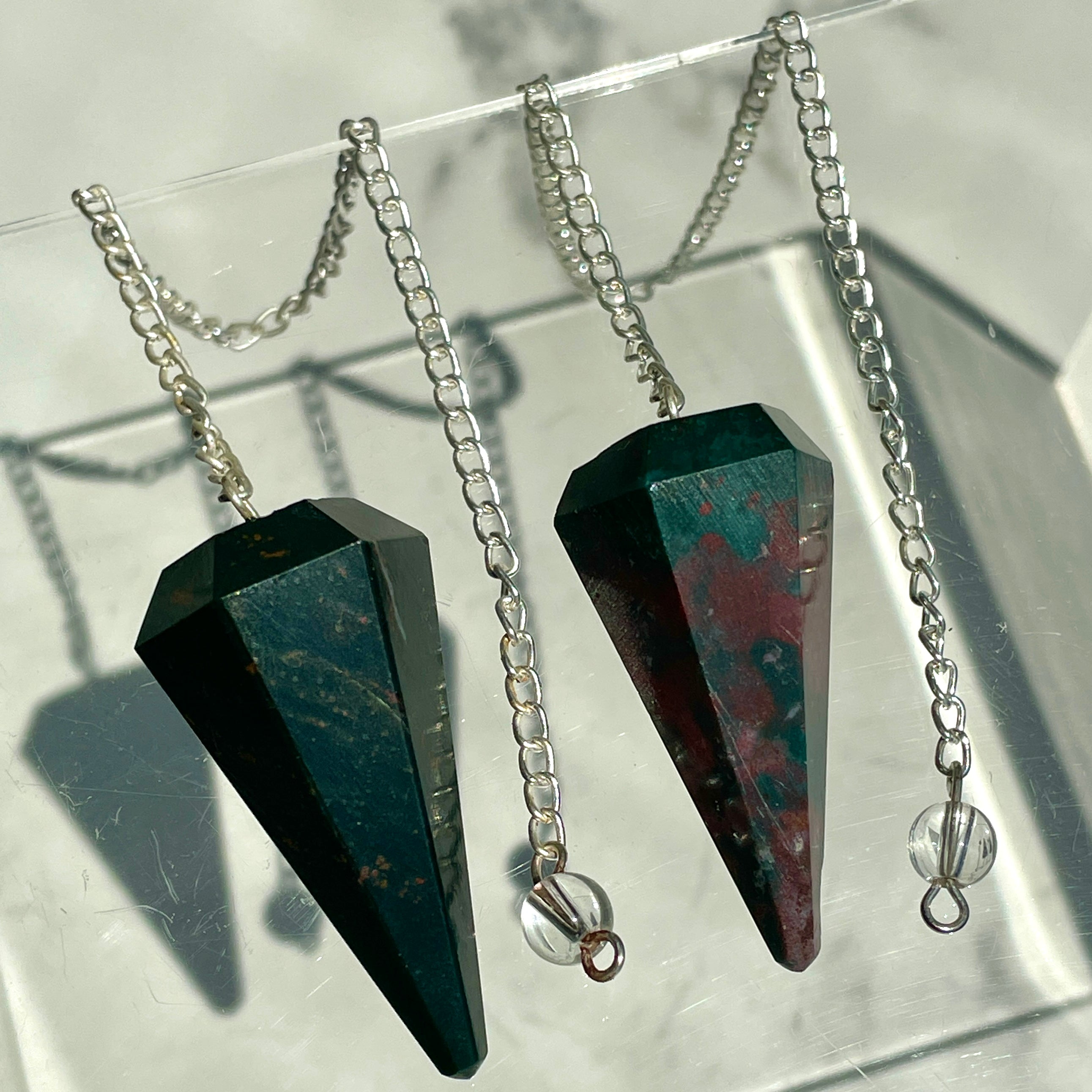 Bloodstone Faceted Pendulum