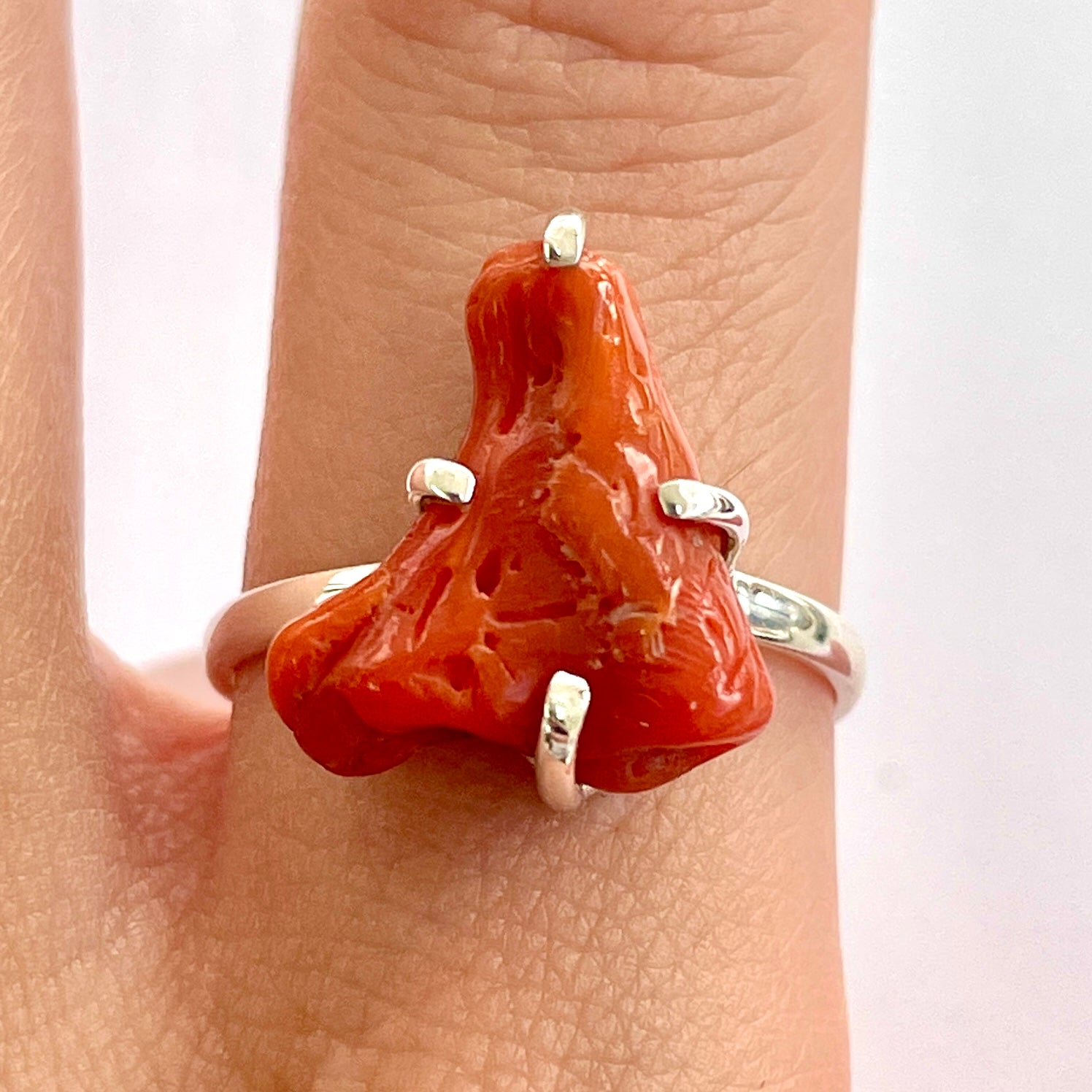 Coral Sterling Silver Ring - RC12