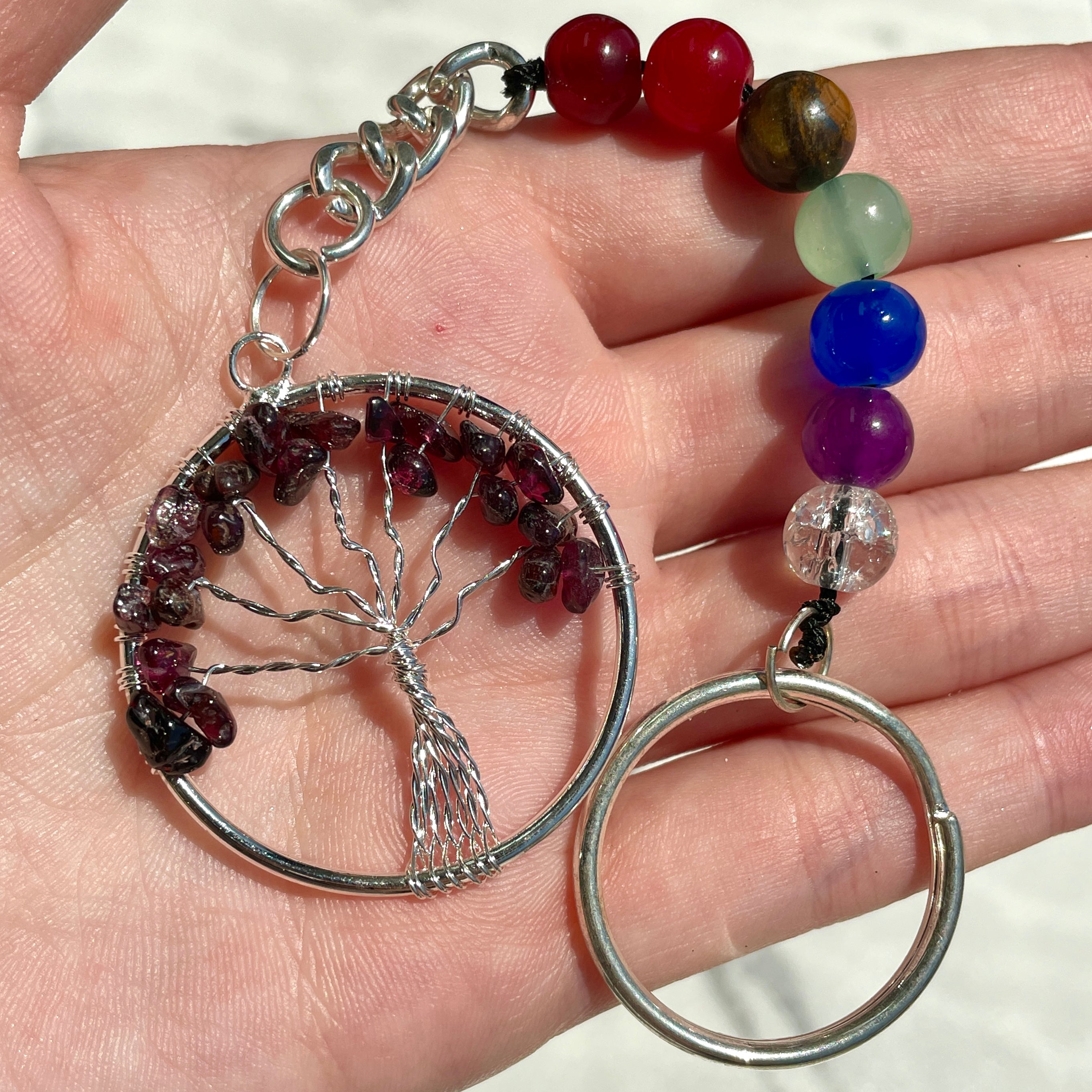 Garnet Chakra Tree of Life Keyring