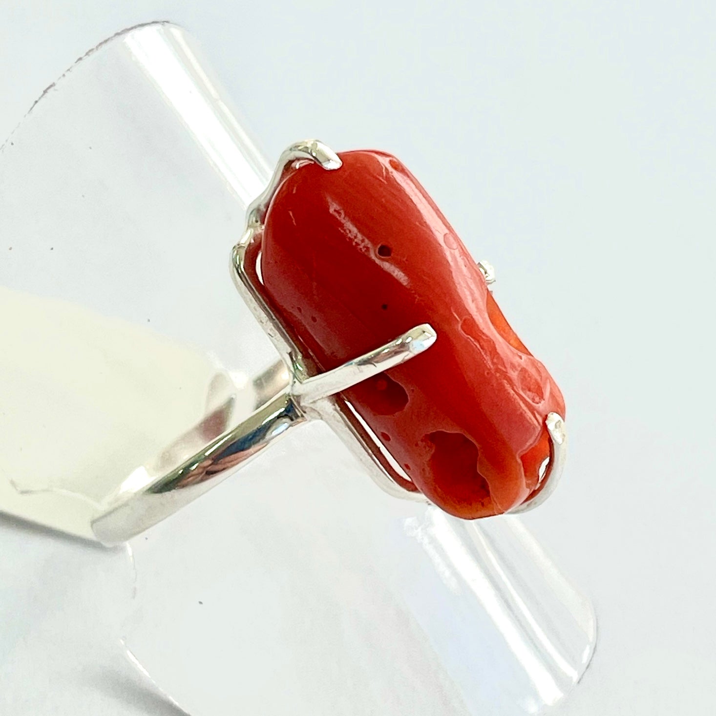 Coral Sterling Silver Ring - RC11