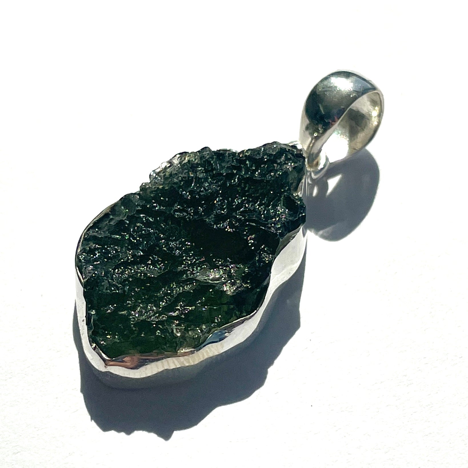 Moldavite Silver Pendant Large - M57