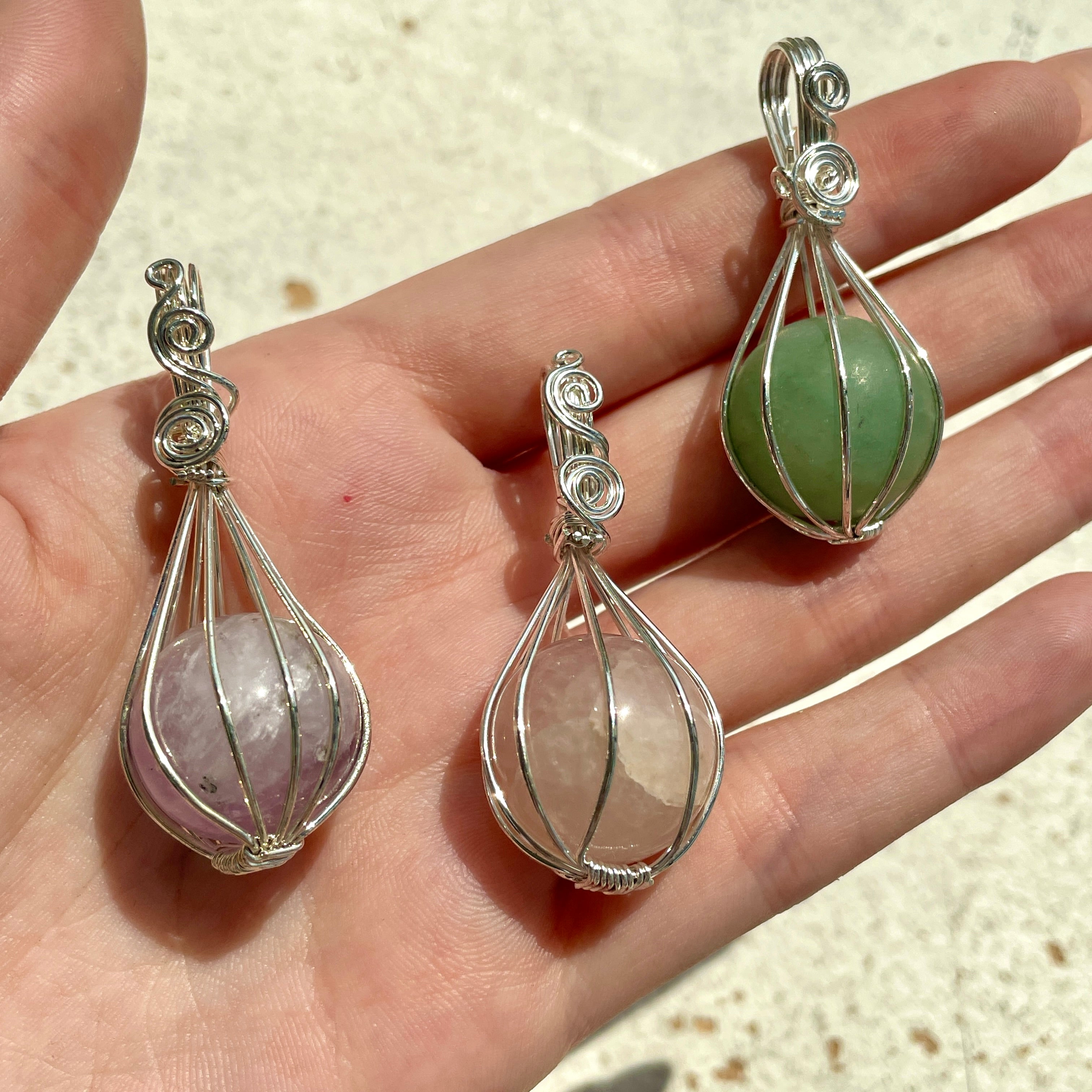 Wire Wrapped Crystal Ball Pendant - Style A