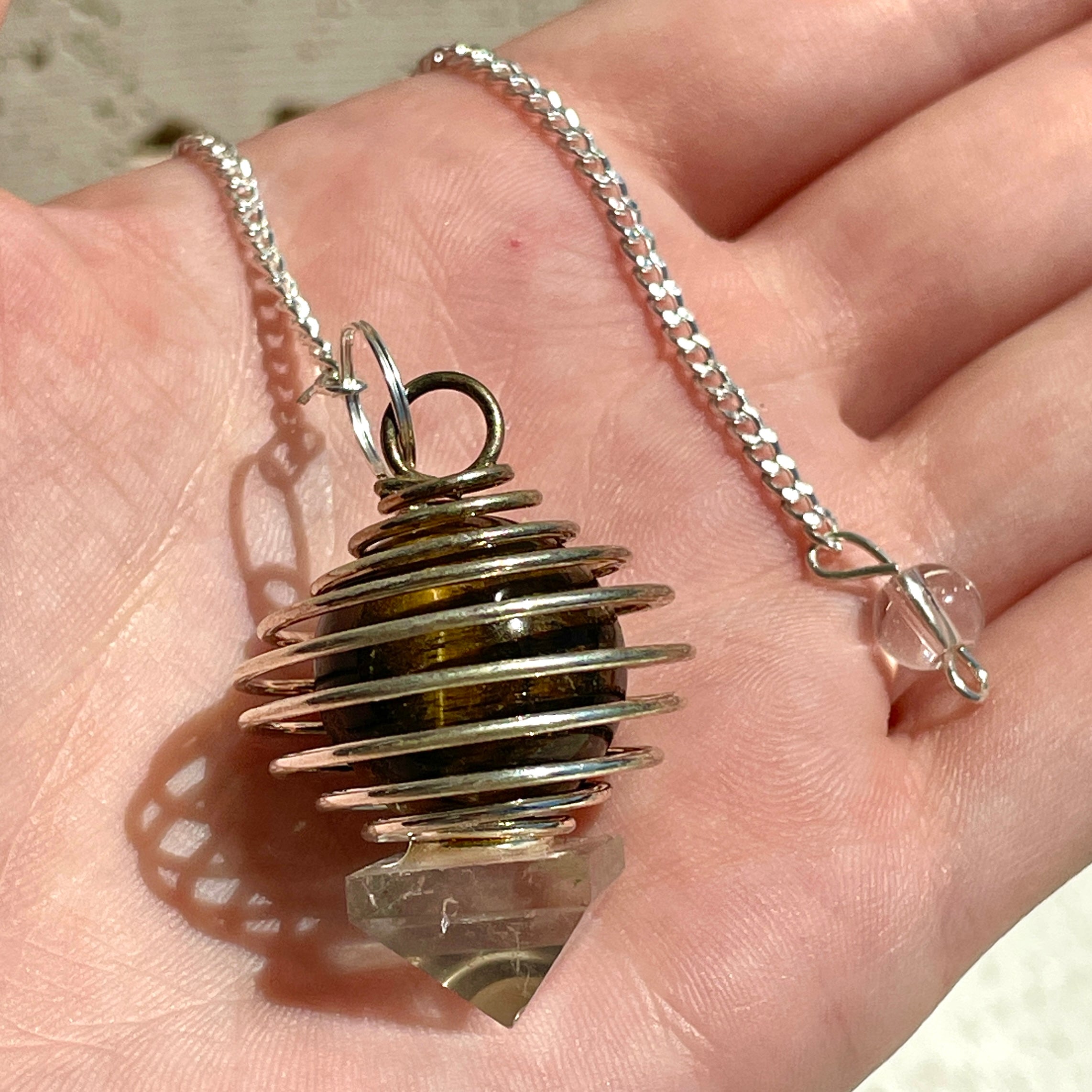 Tiger’s Eye - Clear Point Ball Cage Pendulum