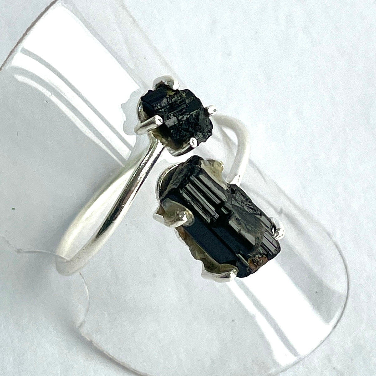 Black Tourmaline Double - St.Silver Ring