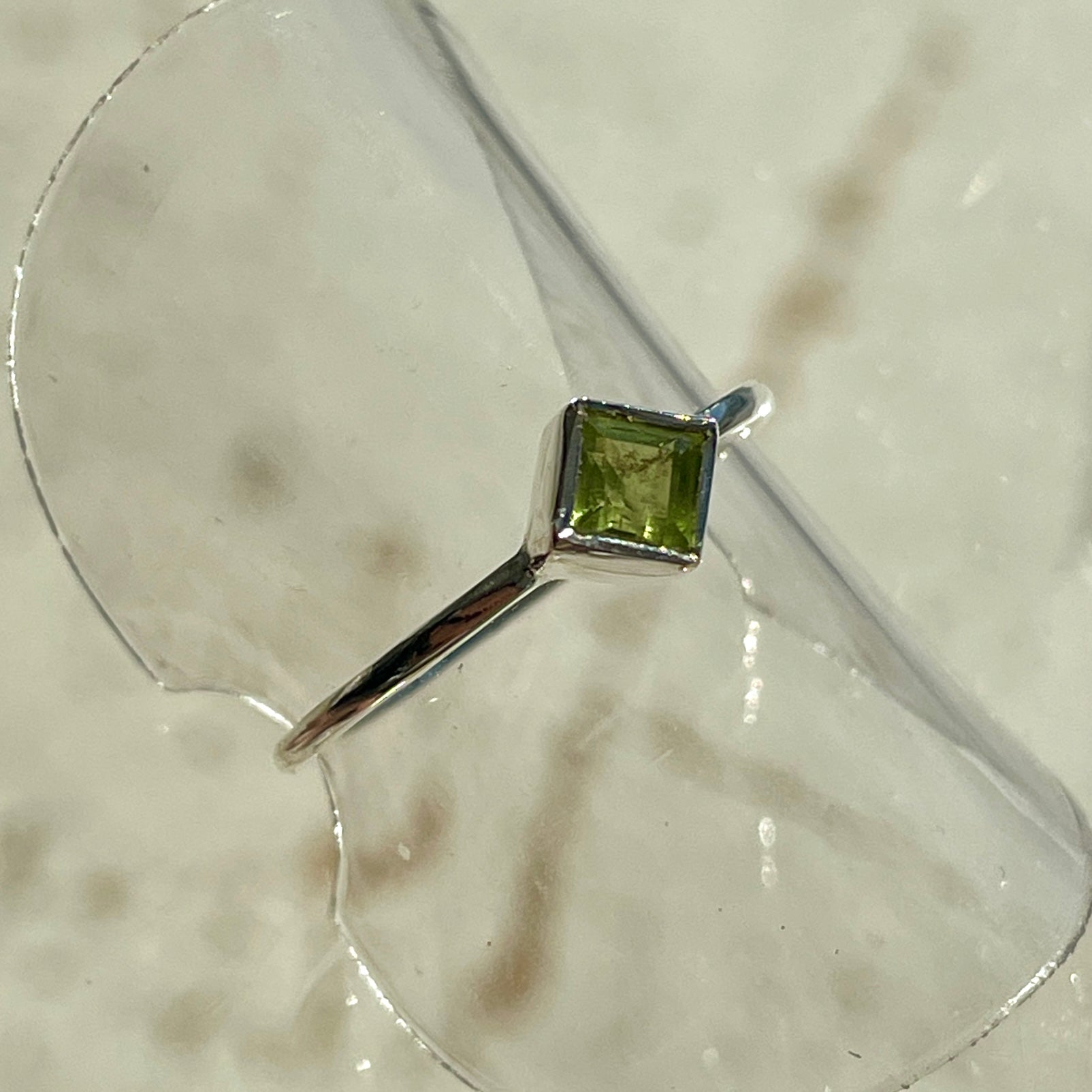 Peridot Mini Square Diamond Ring