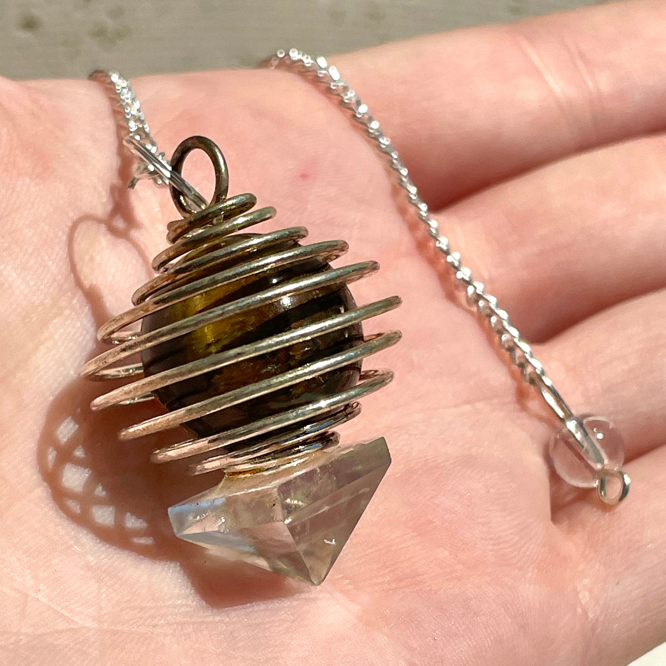 Tiger’s Eye - Clear Point Ball Cage Pendulum
