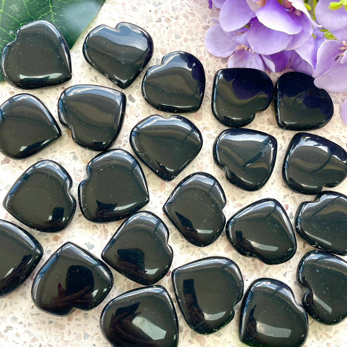 Black Onyx Heart Flat 3cm