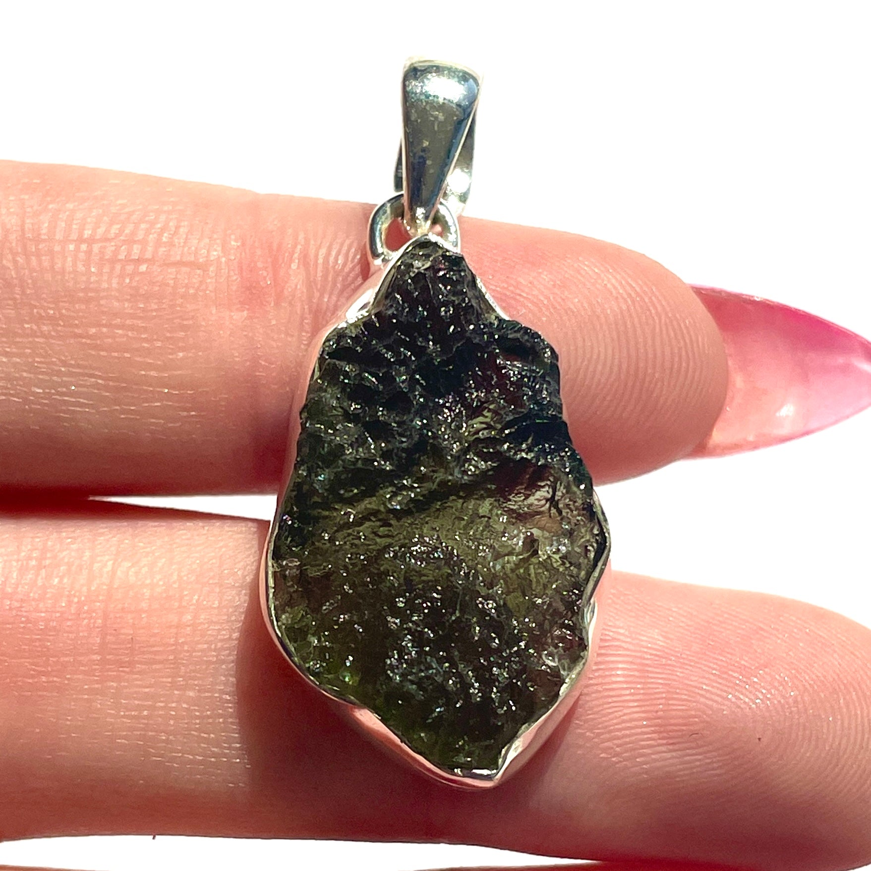 Moldavite Silver Pendant Large - M57
