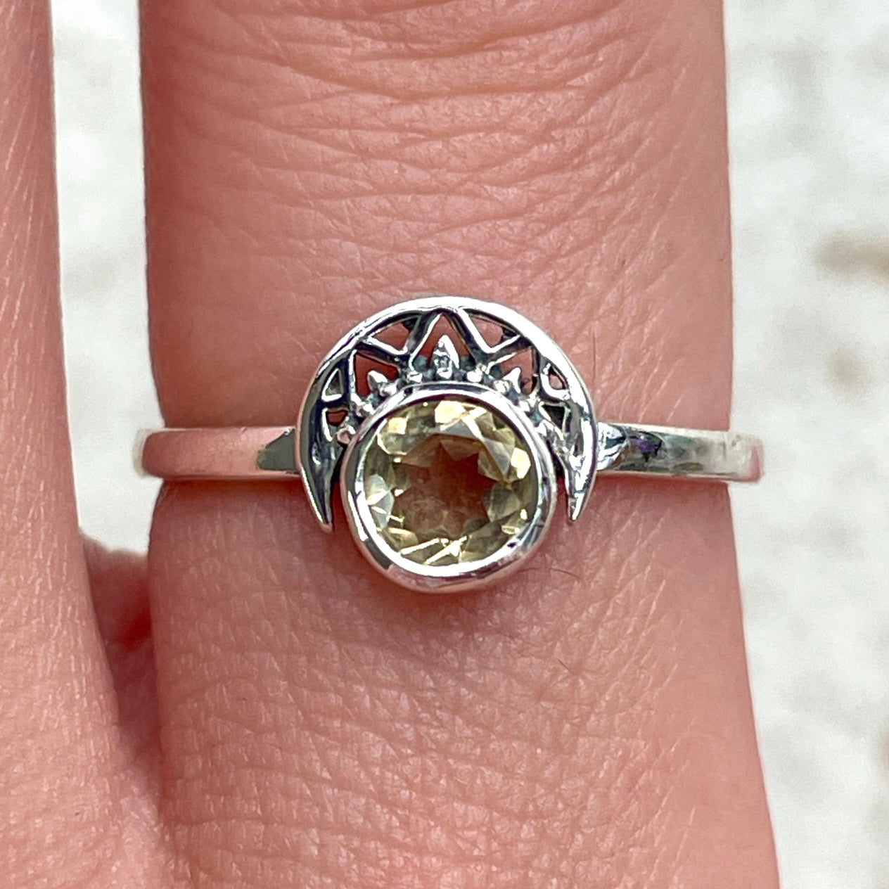 Citrine Crescent Moon Ring
