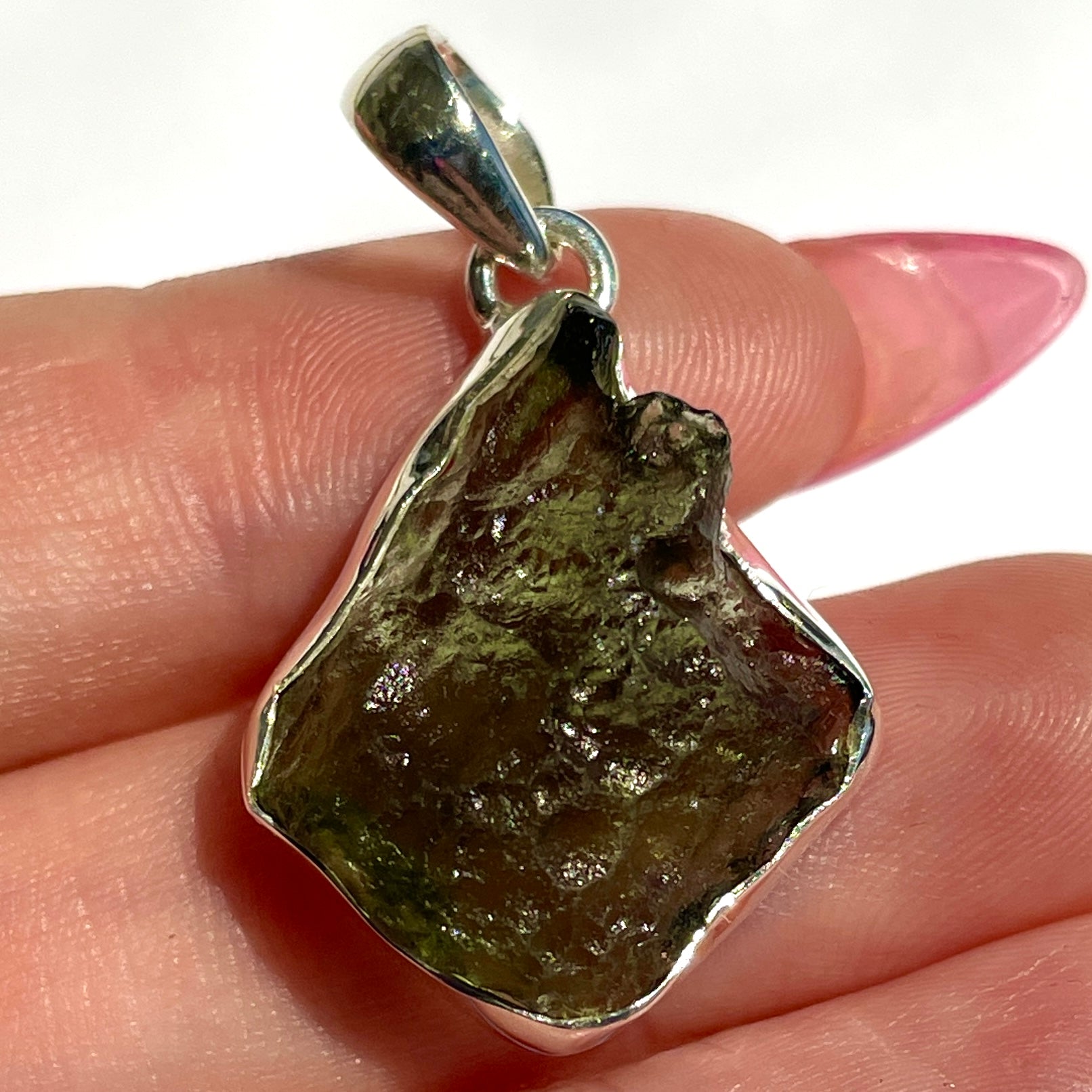 Moldavite Silver Pendant Large - M55