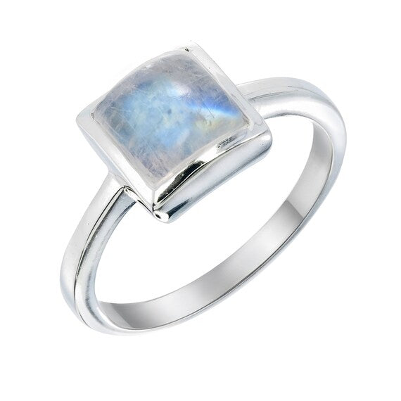 Rainbow Moonstone Mini Square Ring
