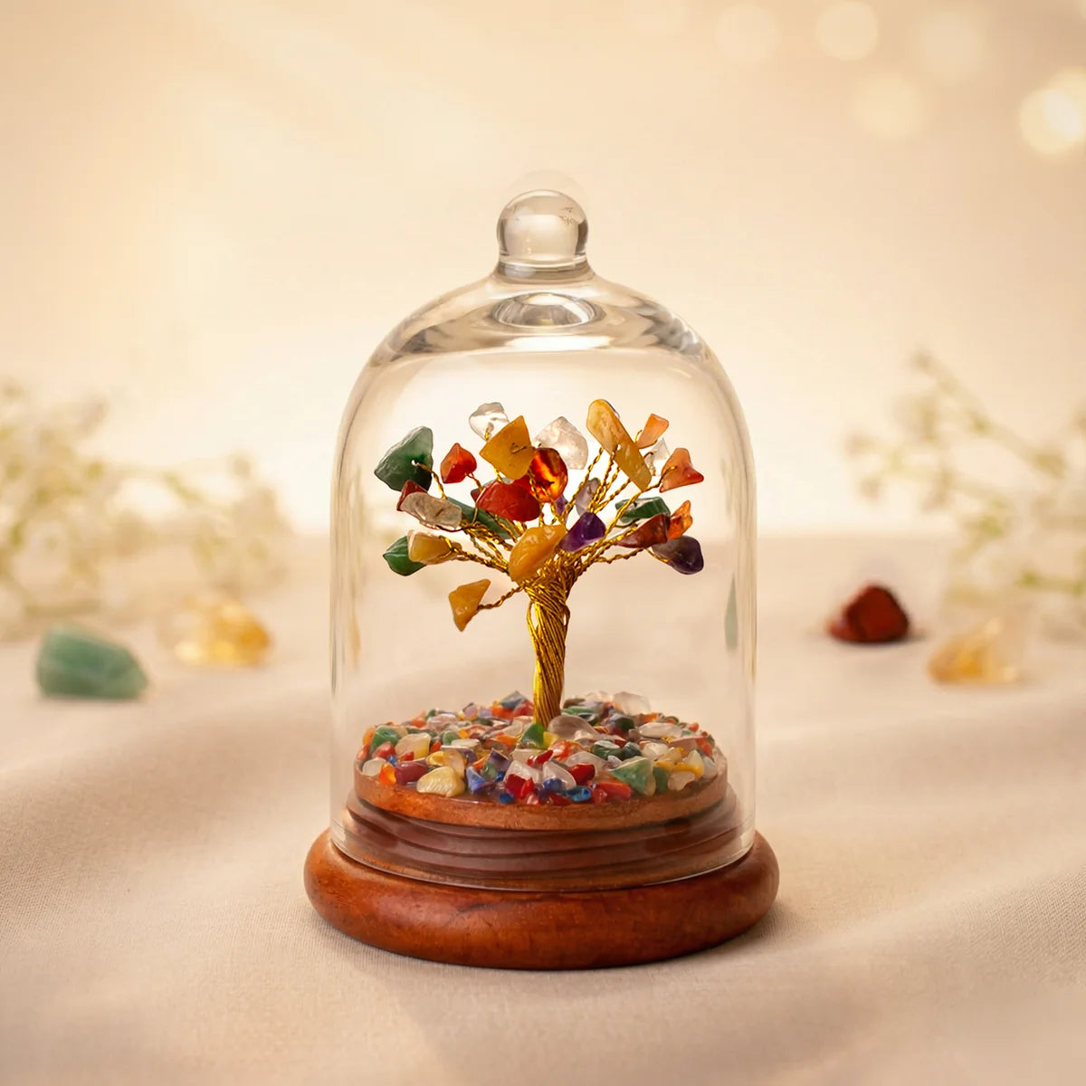 Mix Crystal Tree in Glass Dome