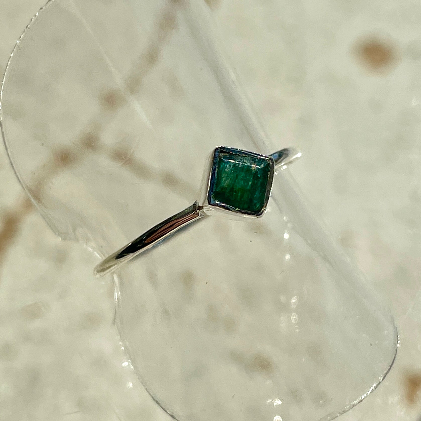 Emerald Mini Square Diamond Ring