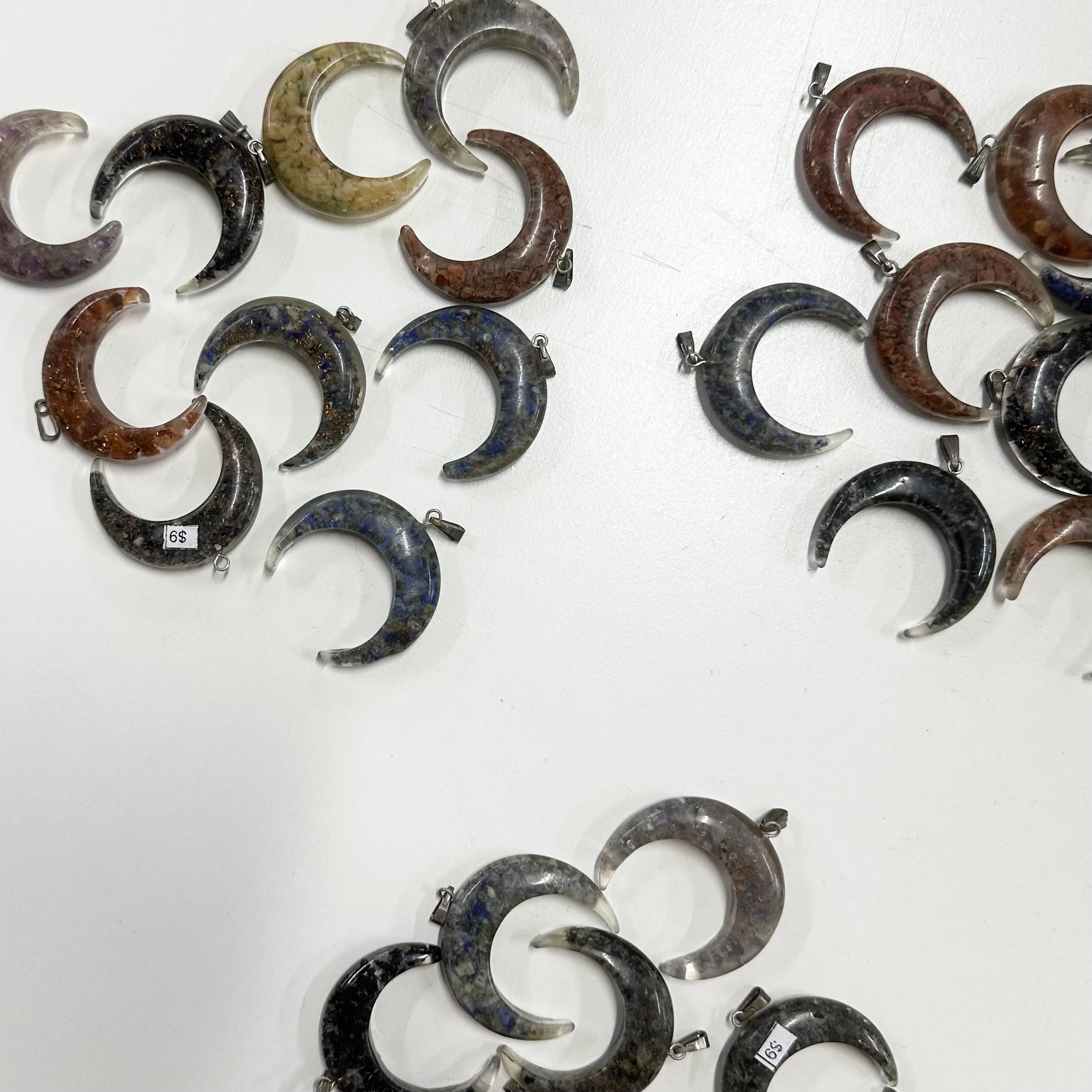 Orgonite Moon Crescent Pendants-10pc
