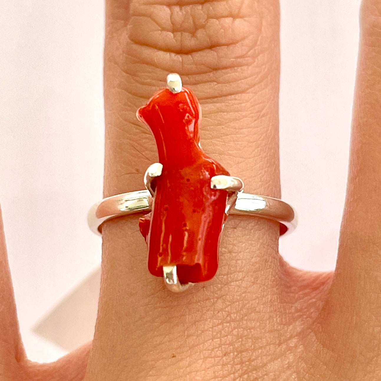 Coral Sterling Silver Ring - RC13