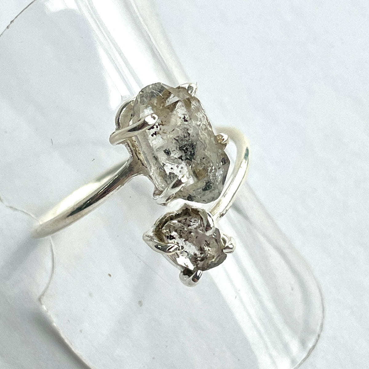 Herkimer Diamond Double - St.Silver Ring