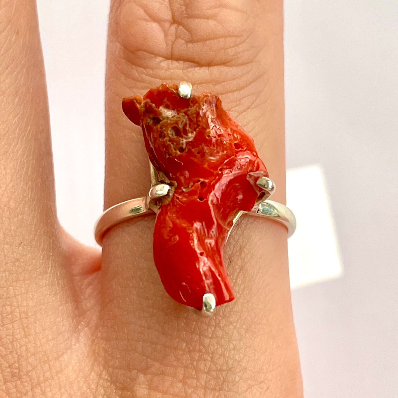Coral Sterling Silver Ring - RC10