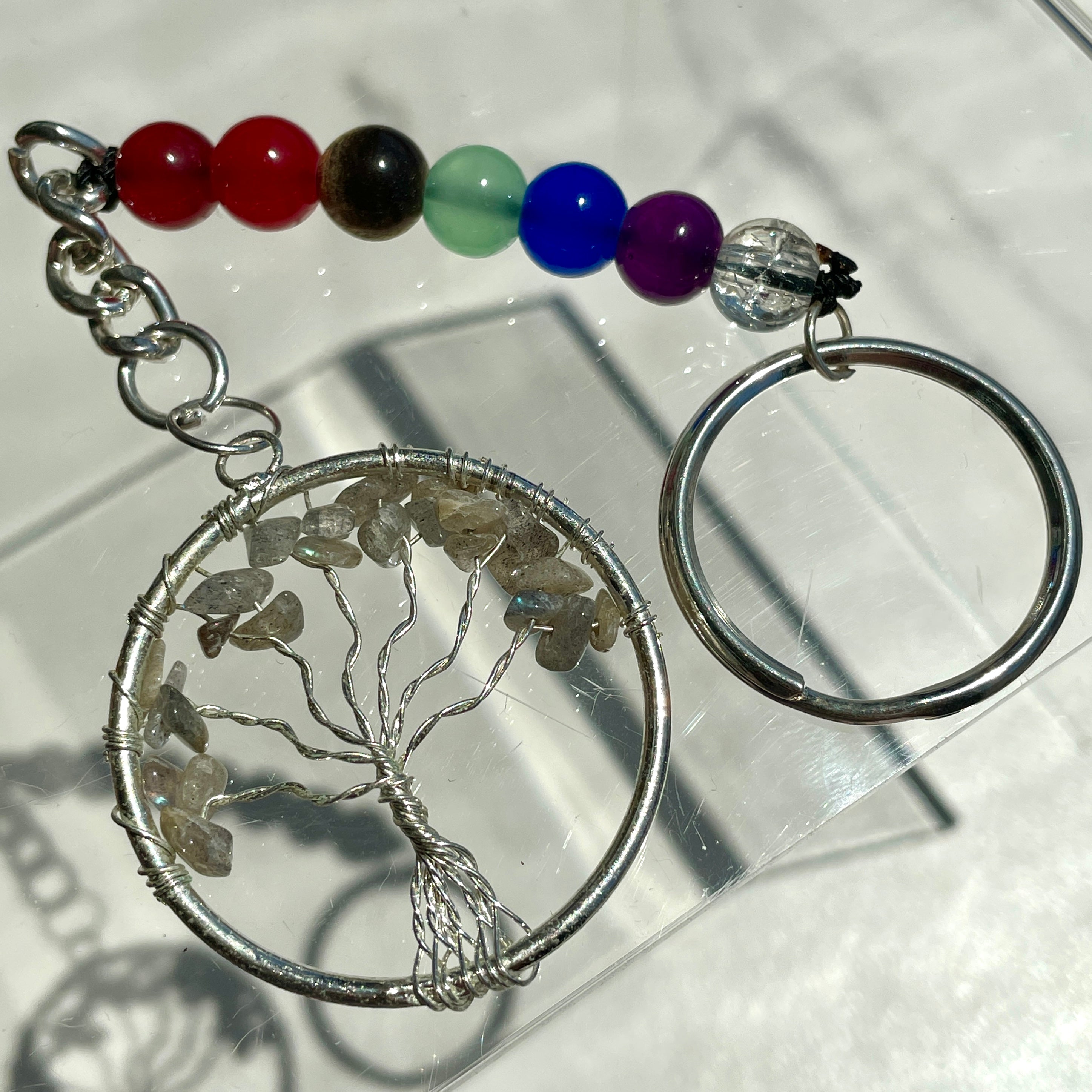 Labradorite Chakra Tree of Life Keyring