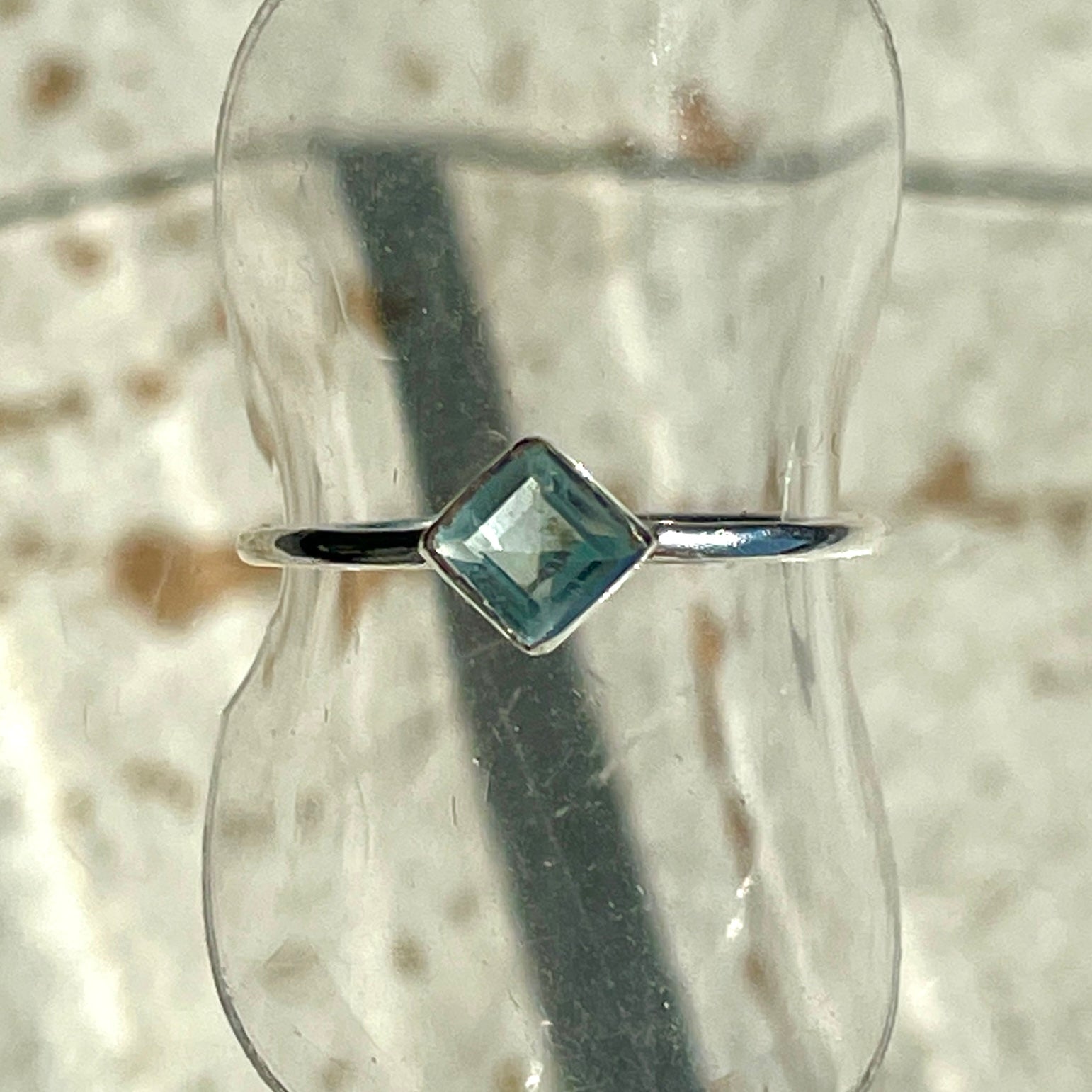 Blue Topaz Mini Square Diamond Ring