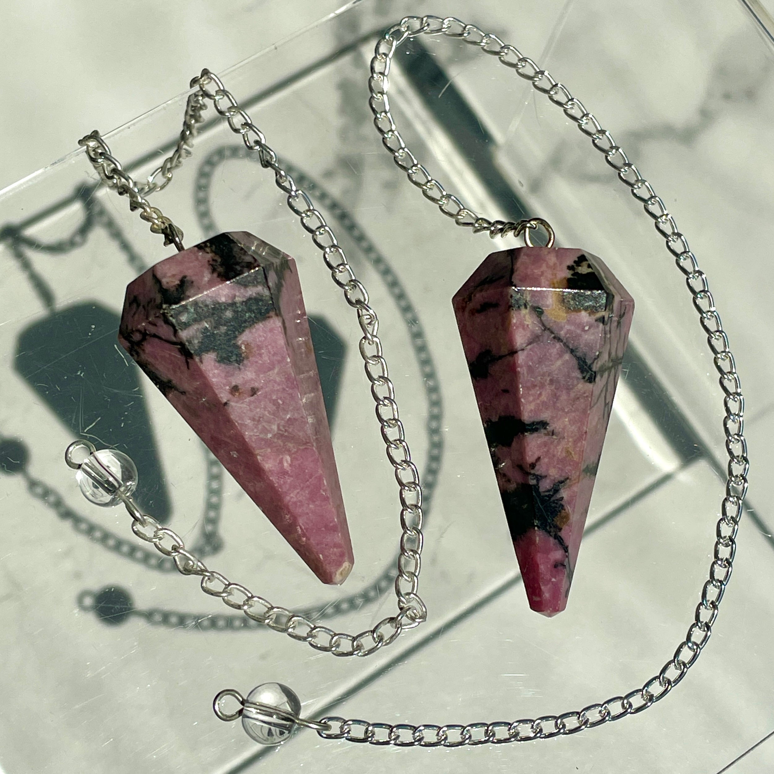 Rhodonite Faceted Pendulum
