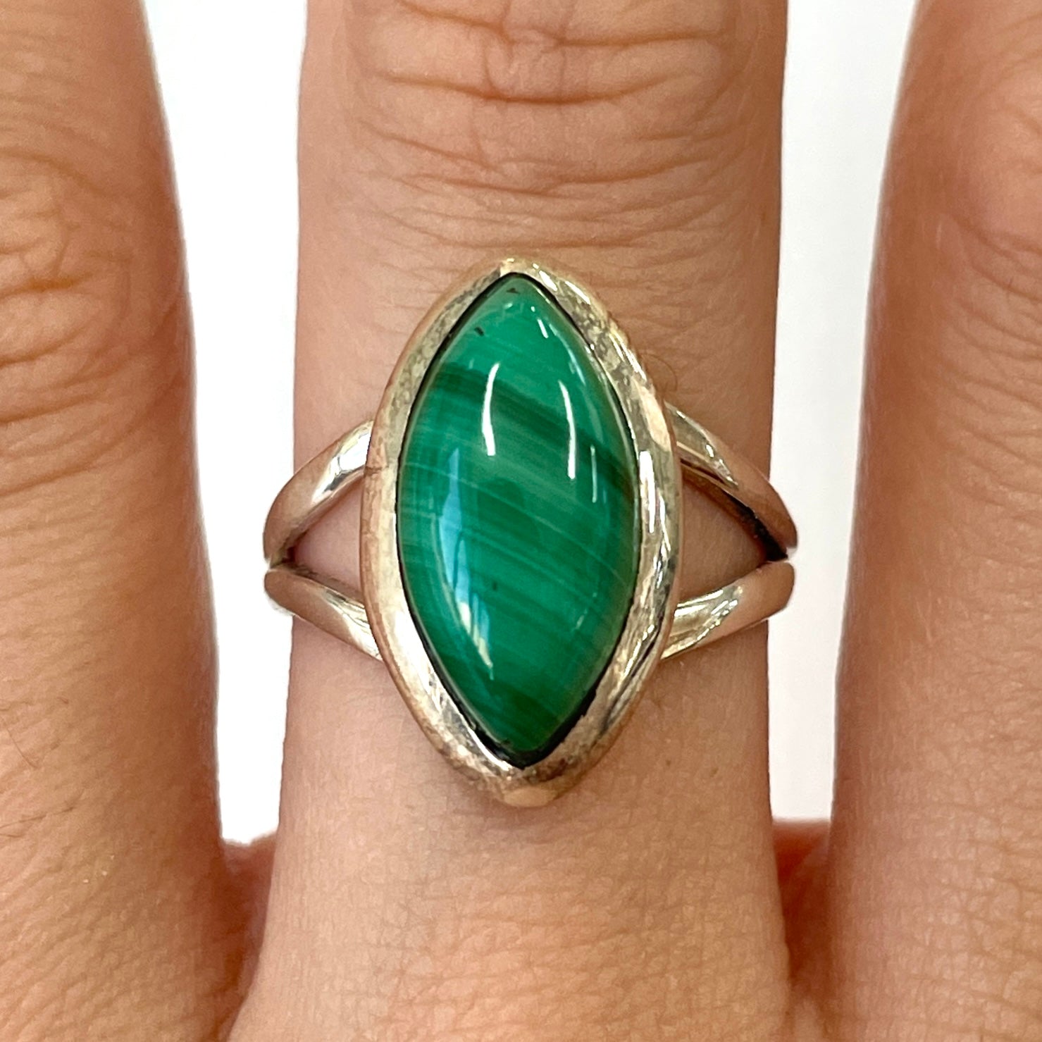 Malachite Sterling Silver Ring - MR6