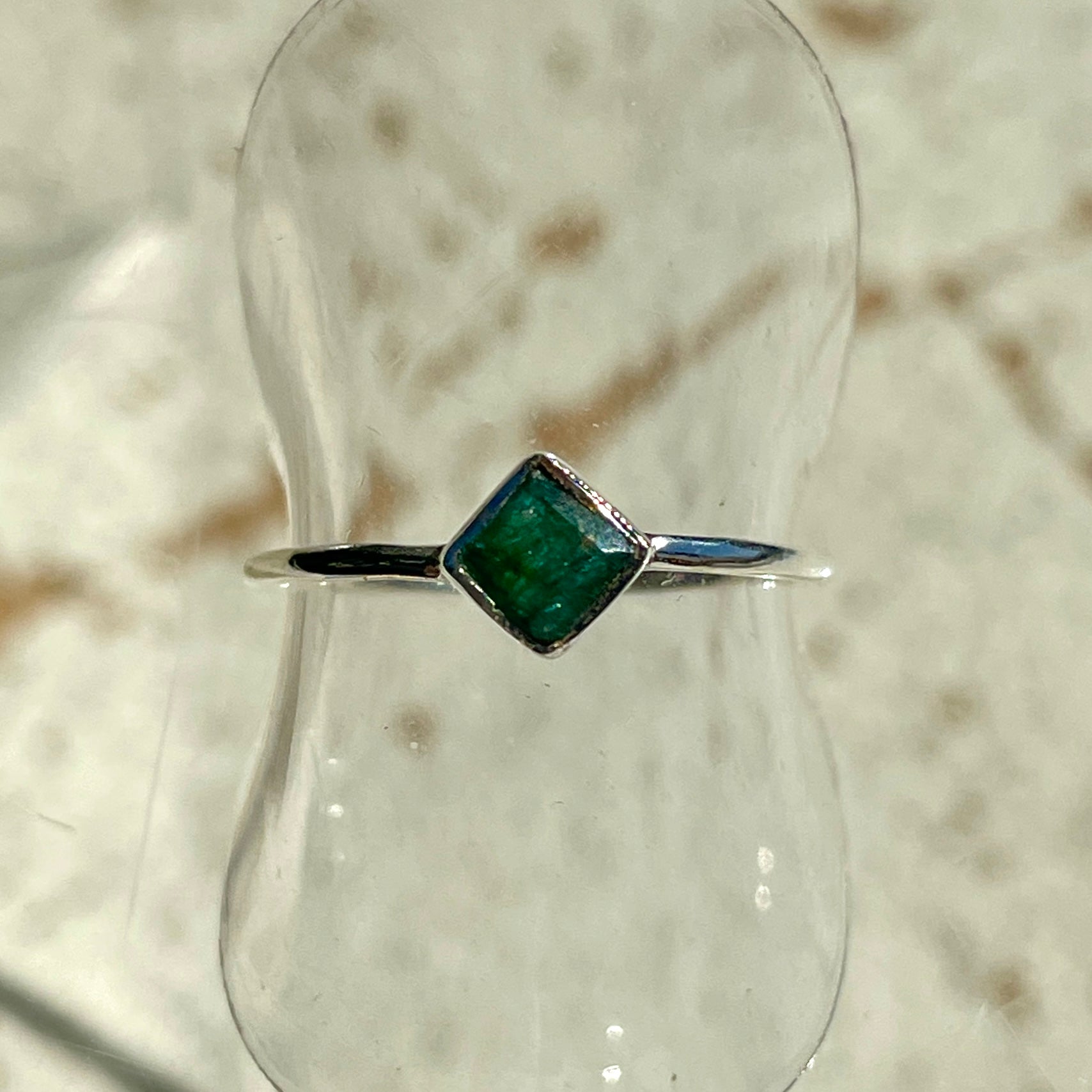 Emerald Mini Square Diamond Ring