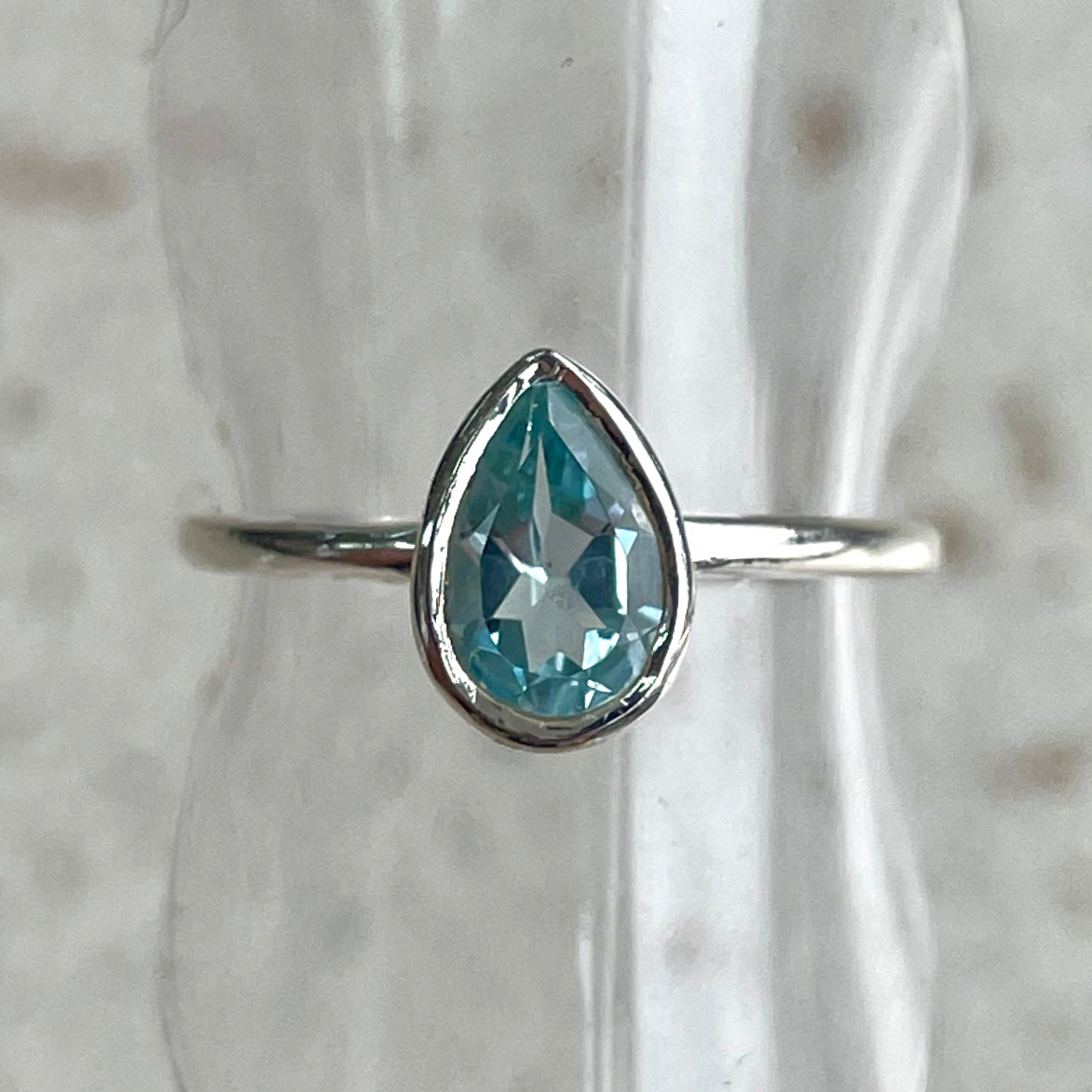 Blue Topaz Teardrop Ring