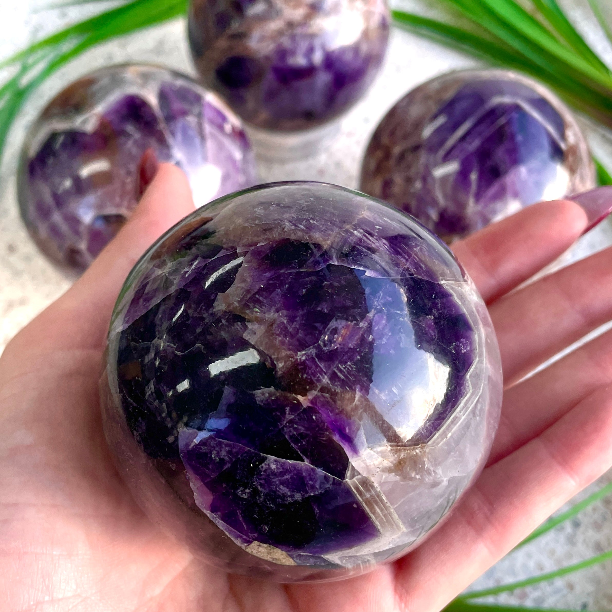 Chevron Amethyst Sphere - 7cm