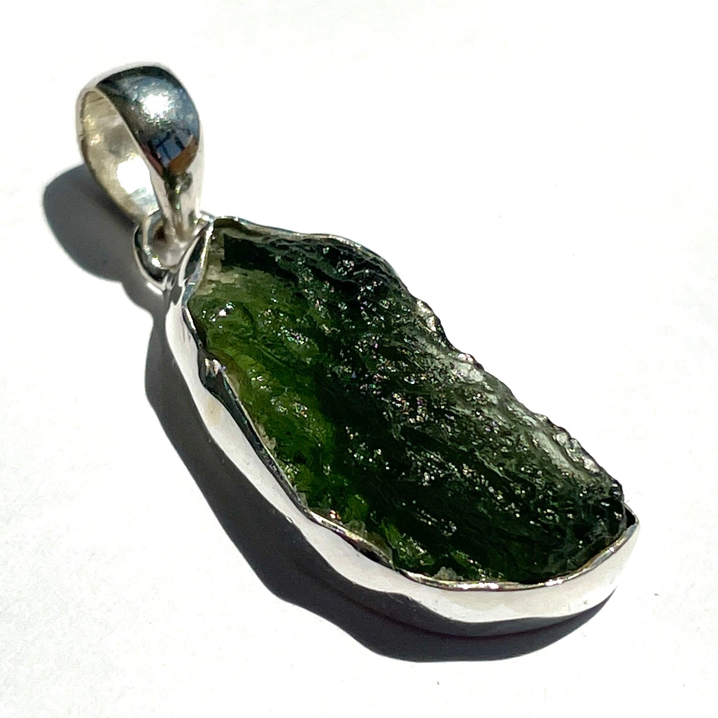 Moldavite Silver Pendant Large - M56