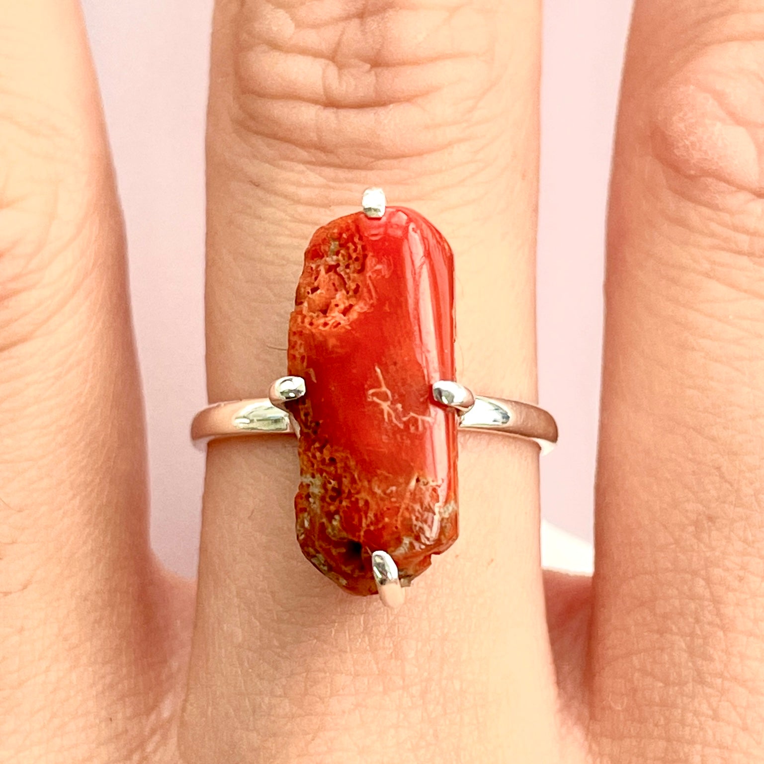 Coral Sterling Silver Ring - RC7
