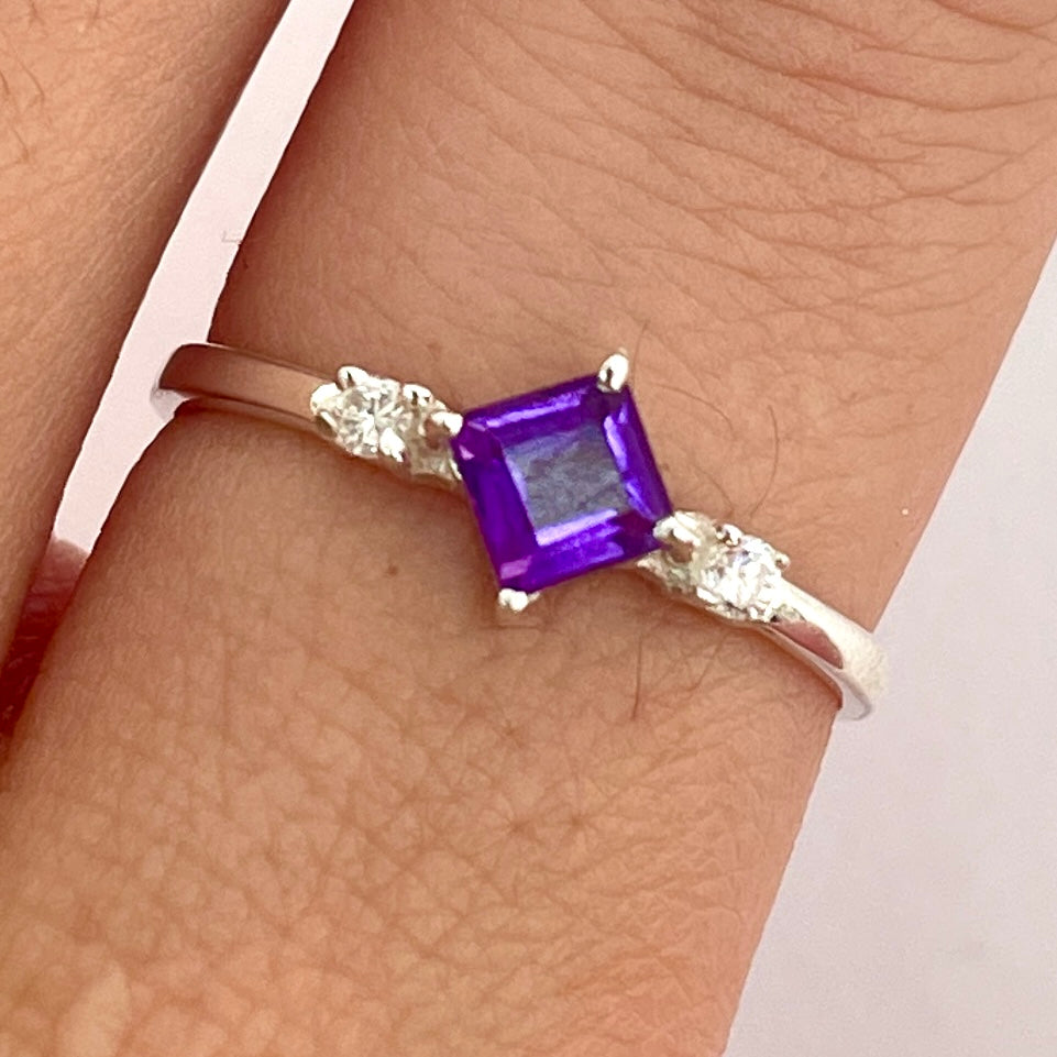 Amethyst Princess Cut Ring