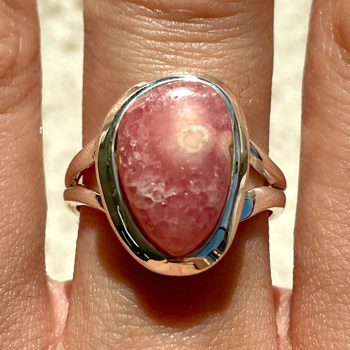 Rhodochrosite St. Silver Ring - Sz7 RH6