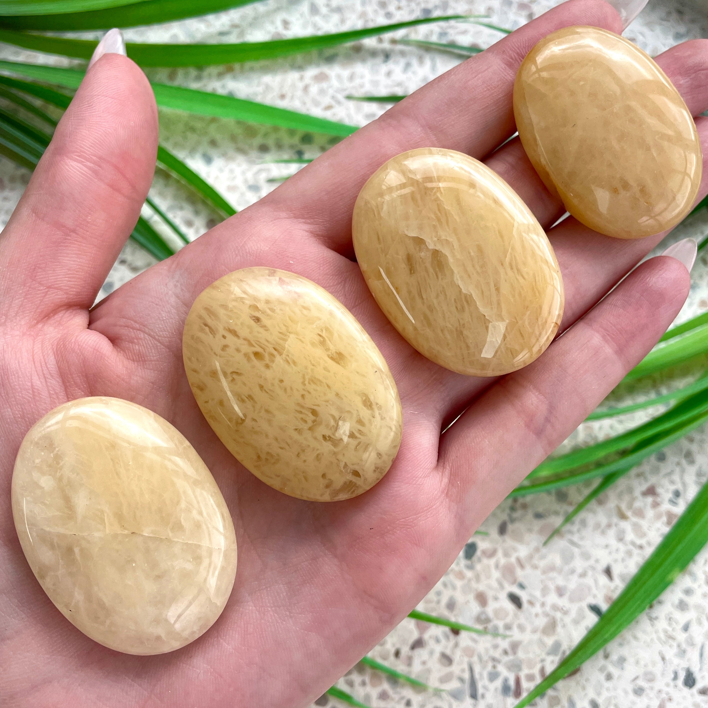Yellow Quartz Palm Stone (IN)