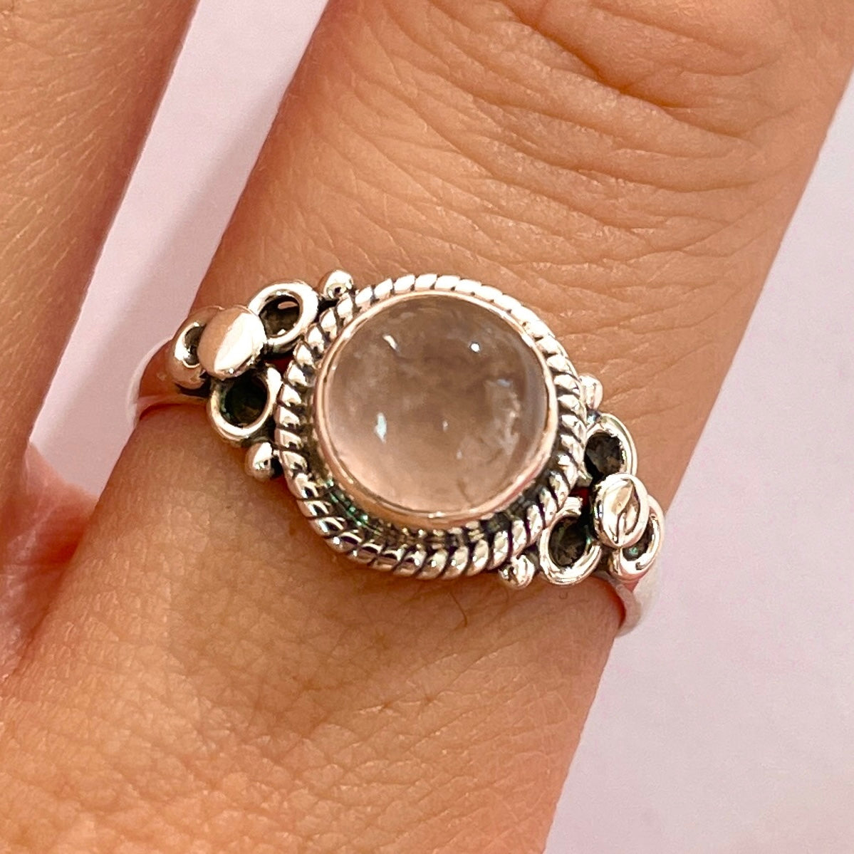 Rose Quartz St. Silver Ring - SR6
