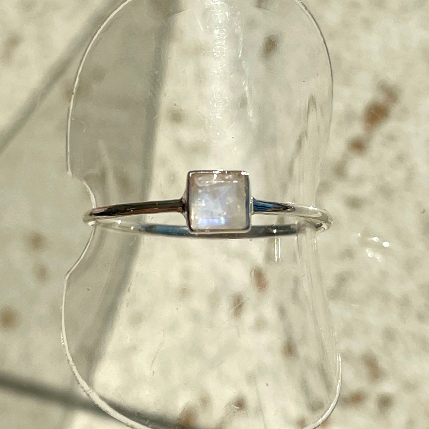 Rainbow Moonstone Mini Square Ring