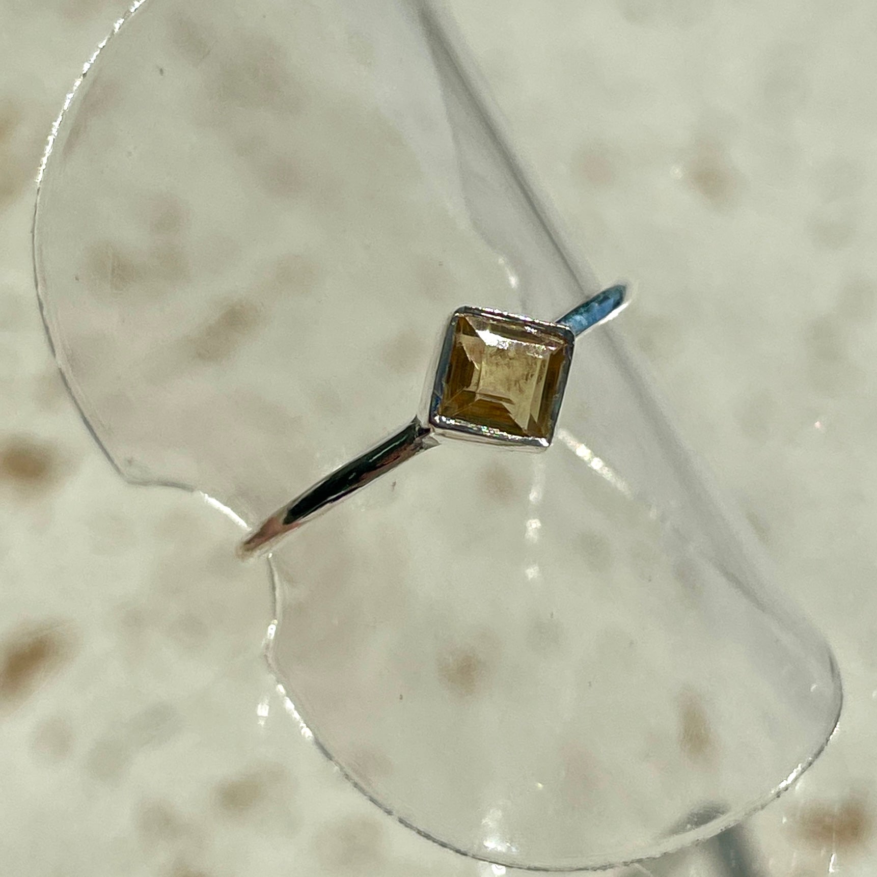 Citrine Mini Square Diamond Ring