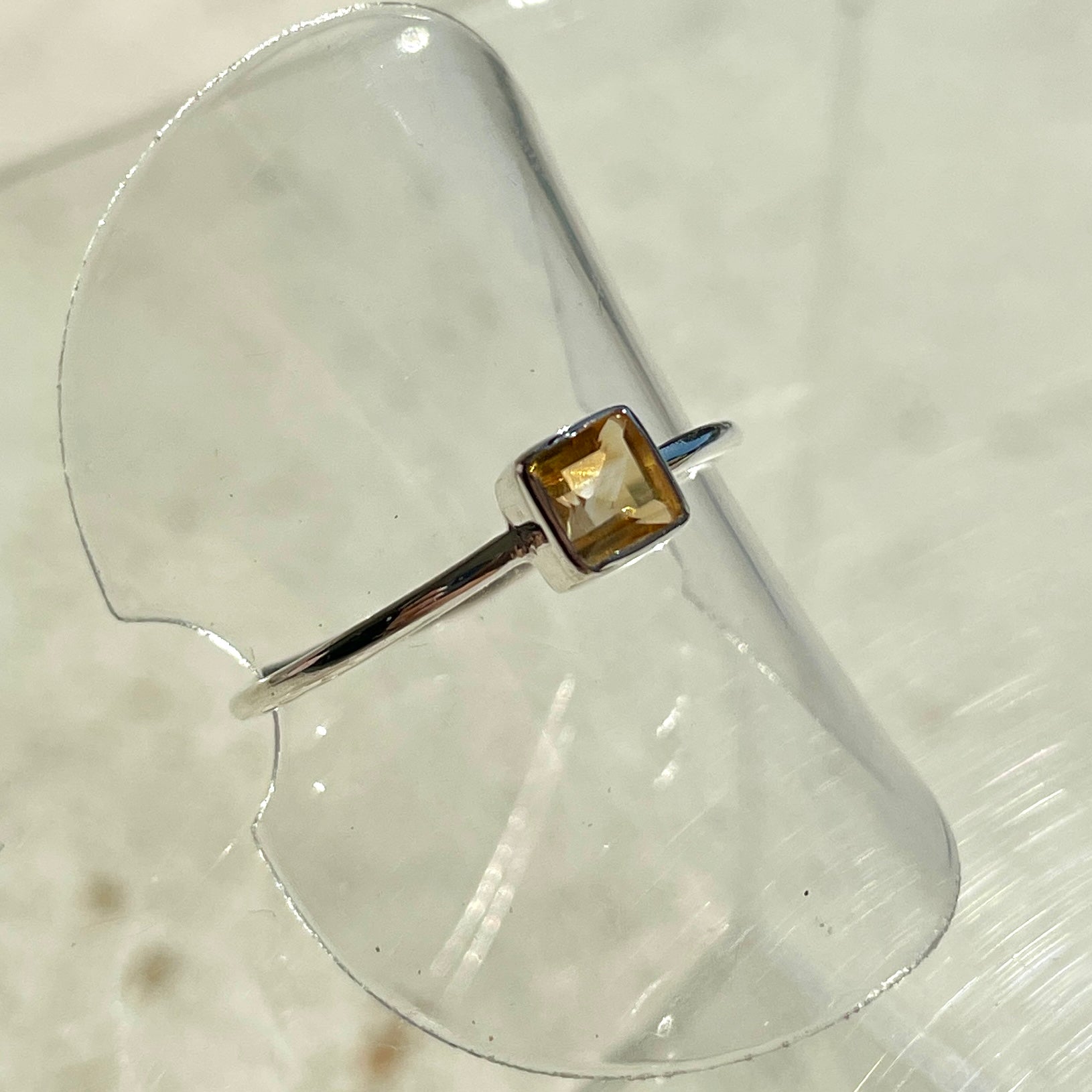 Citrine Mini Square Ring