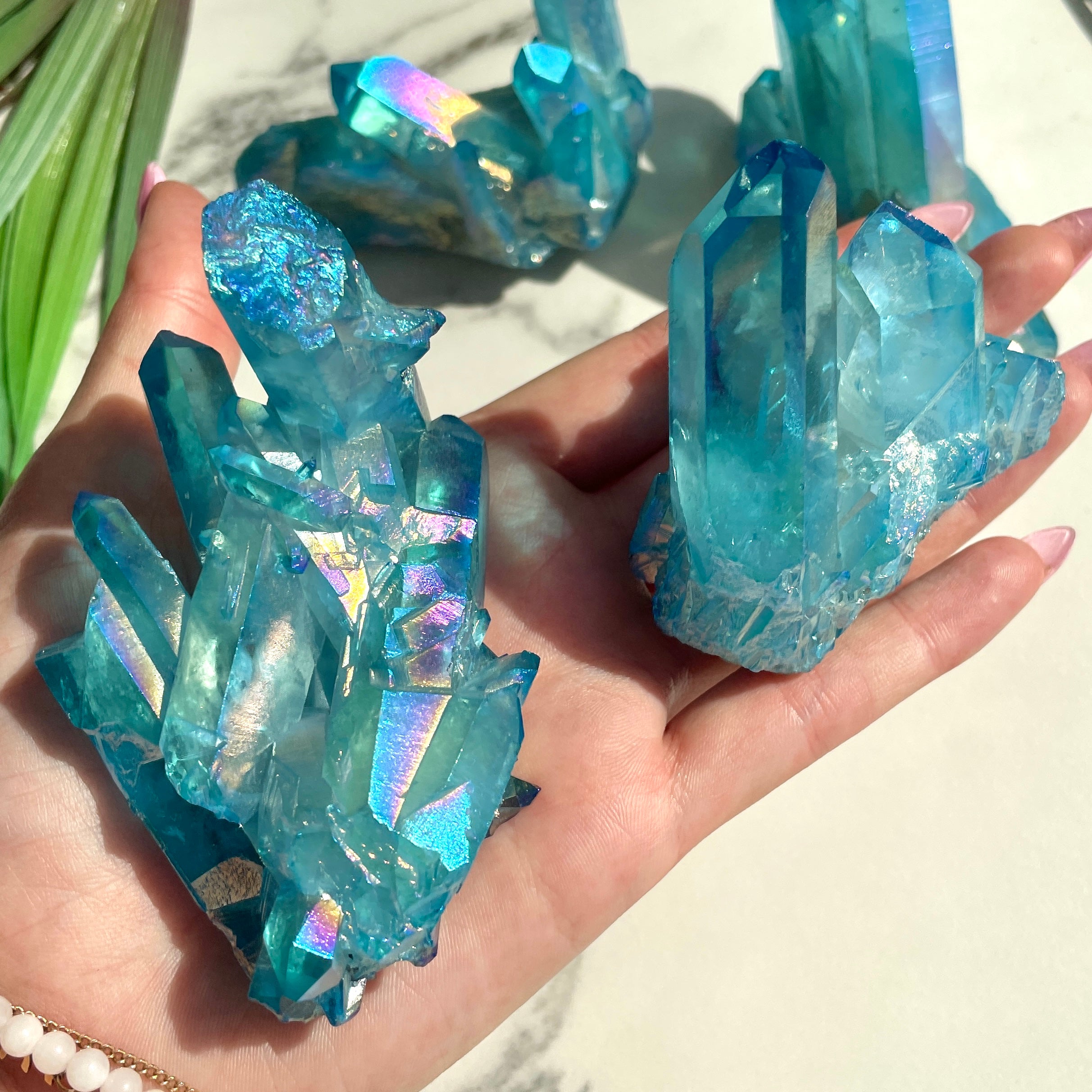 Aqua Blue Aura Cluster - 1pc