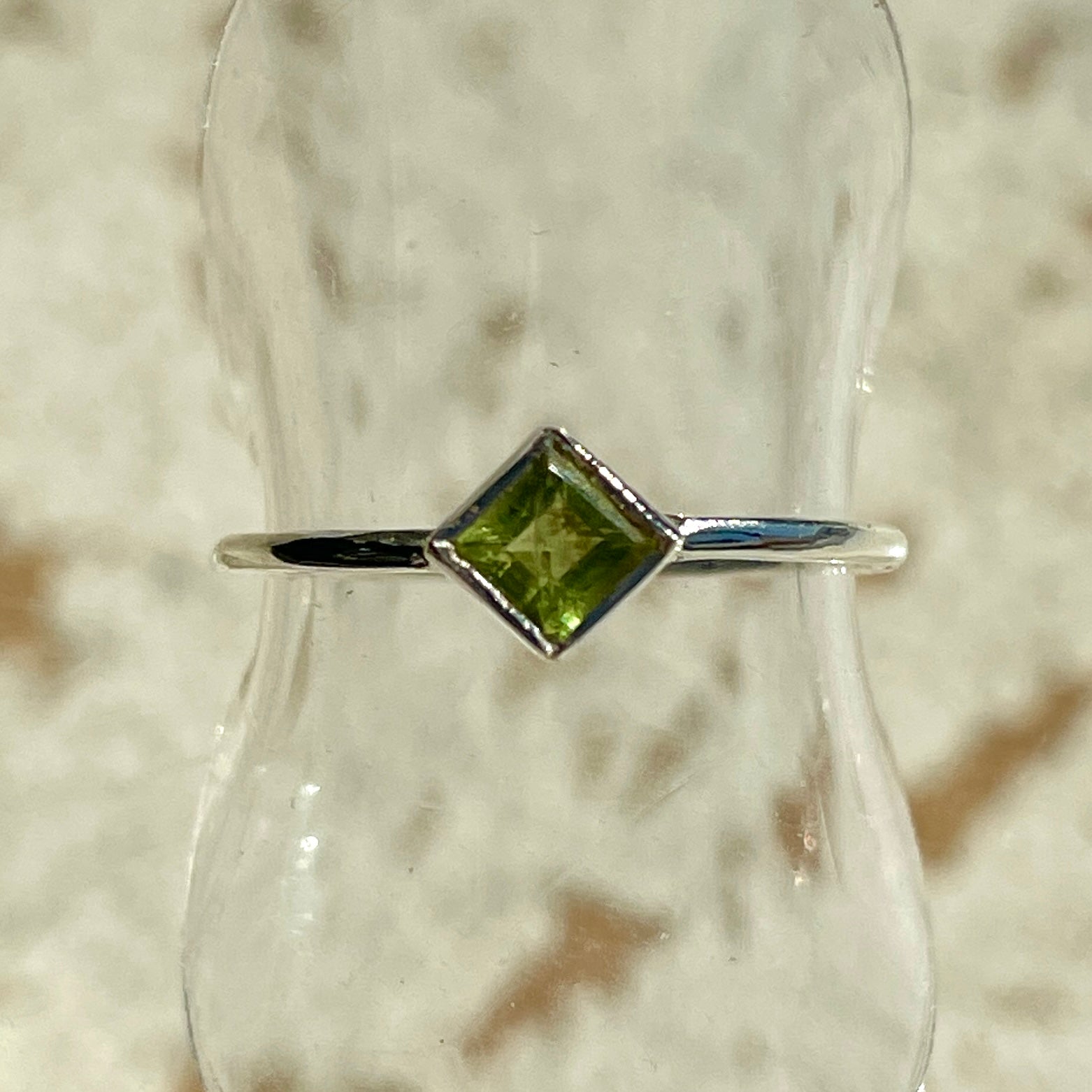 Peridot Mini Square Diamond Ring