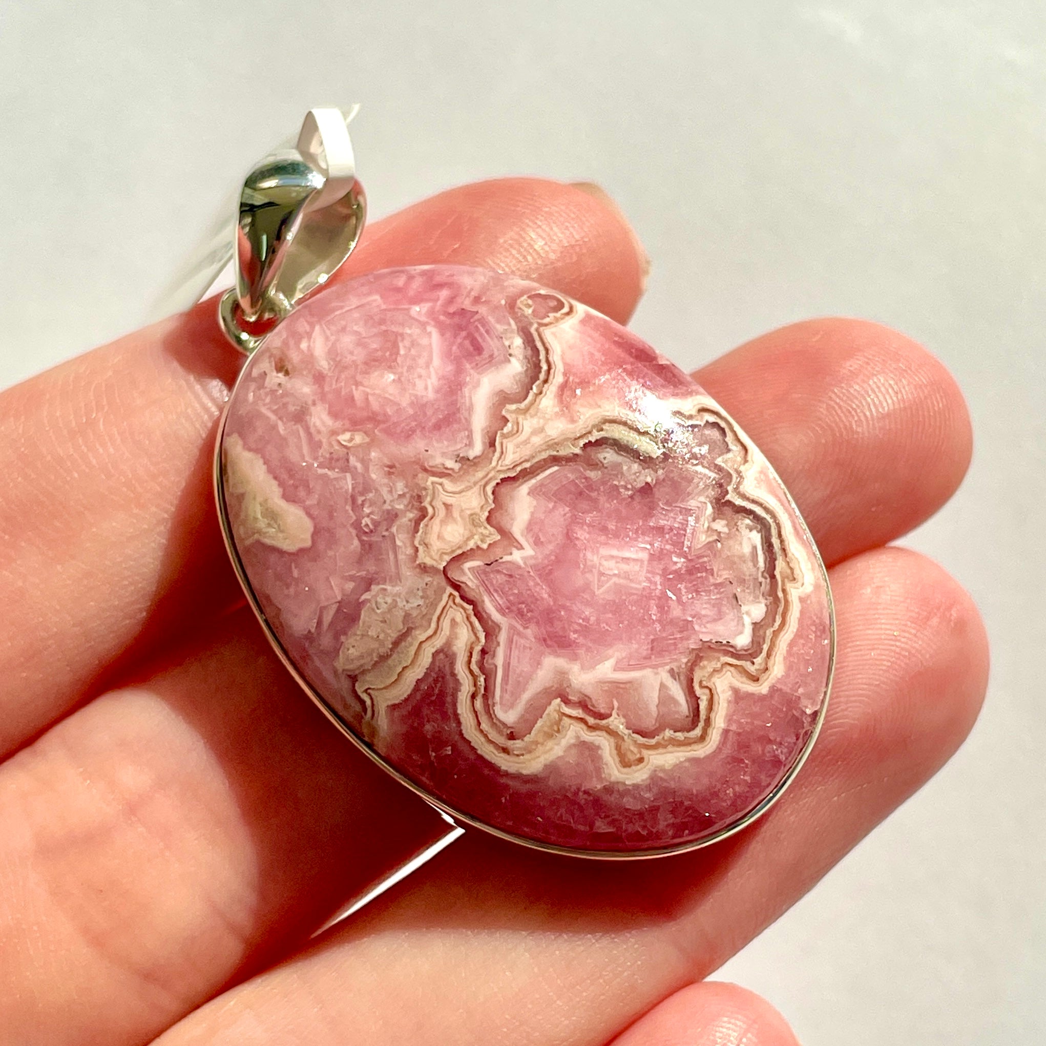 Rhodochrosite St. Silver Pendant-LRG-SP141