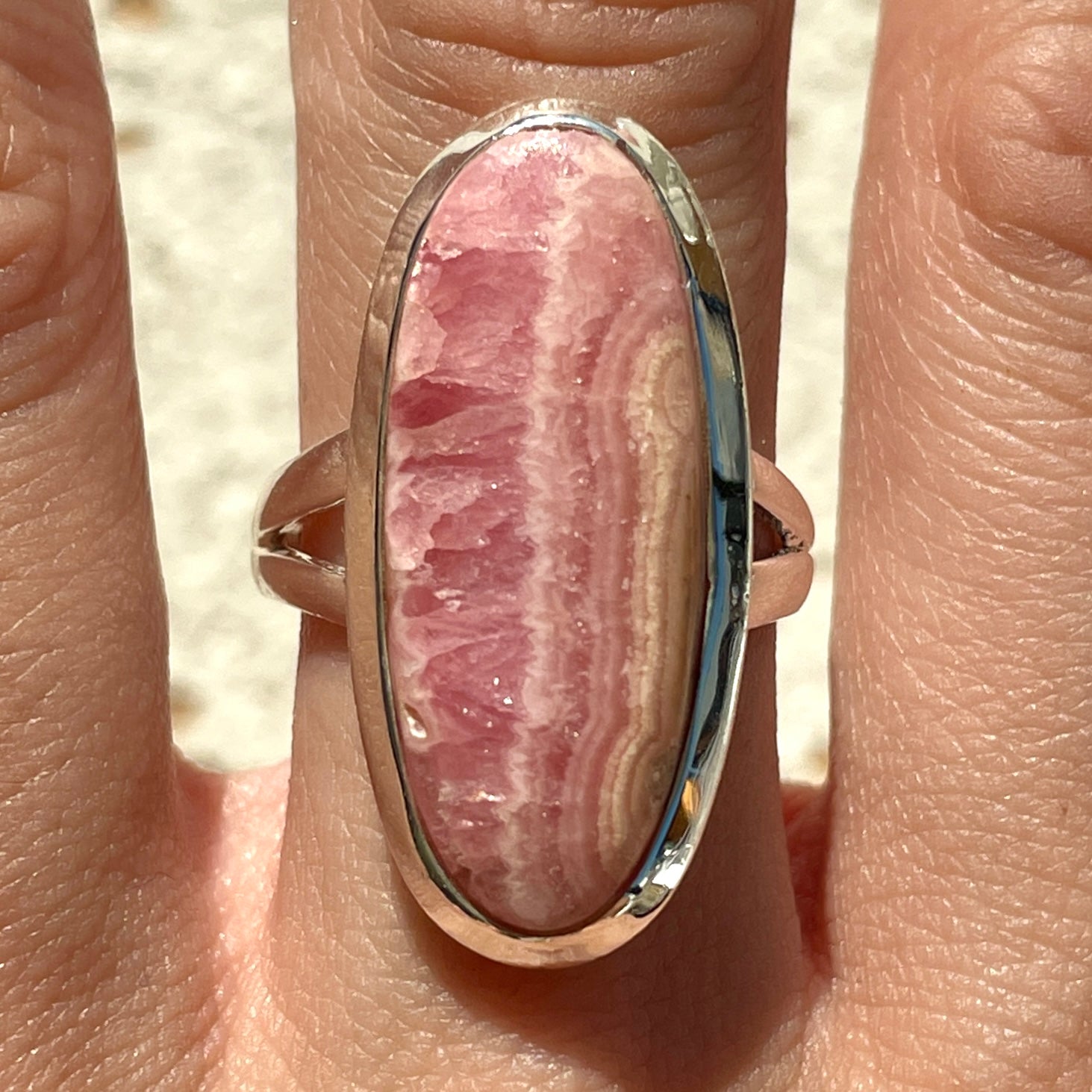 Rhodochrosite St. Silver Ring - Sz8 RH5
