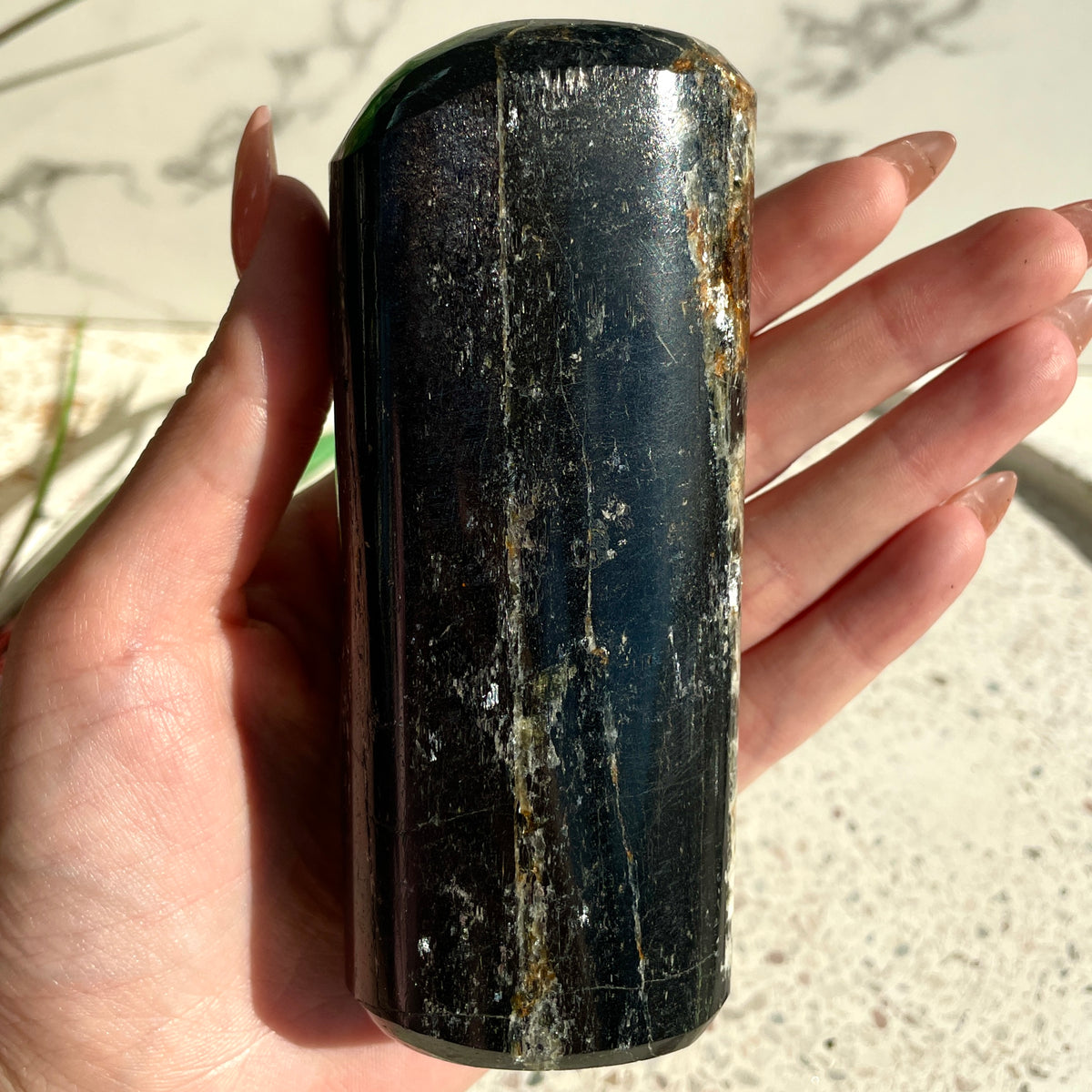 Black Tourmaline Polished Freeform - A